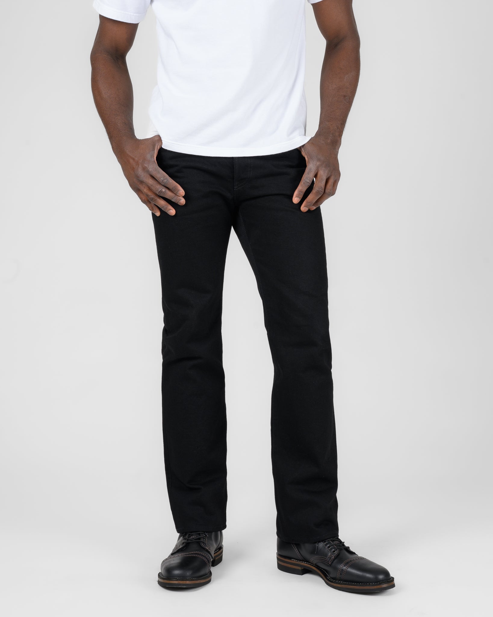 14oz Selvedge Denim Slim Straight Cut Jeans - Black/Black