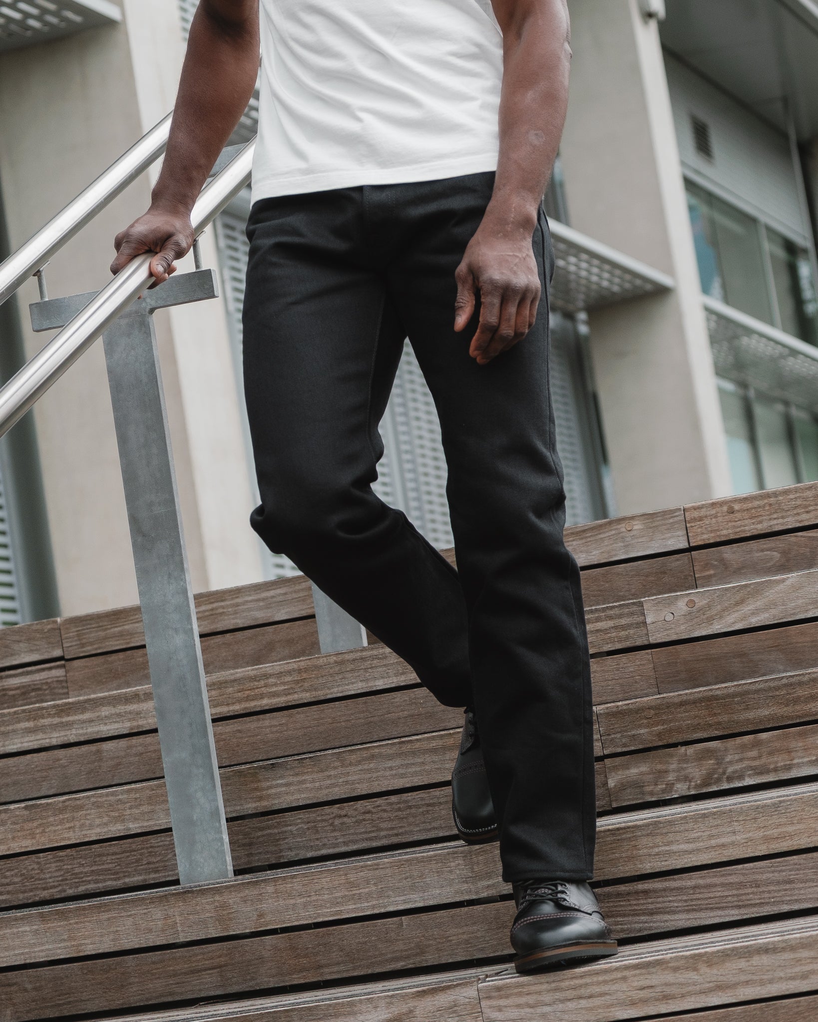 21oz Selvedge Denim Slim Straight Cut Jeans - Superblack (Fades to