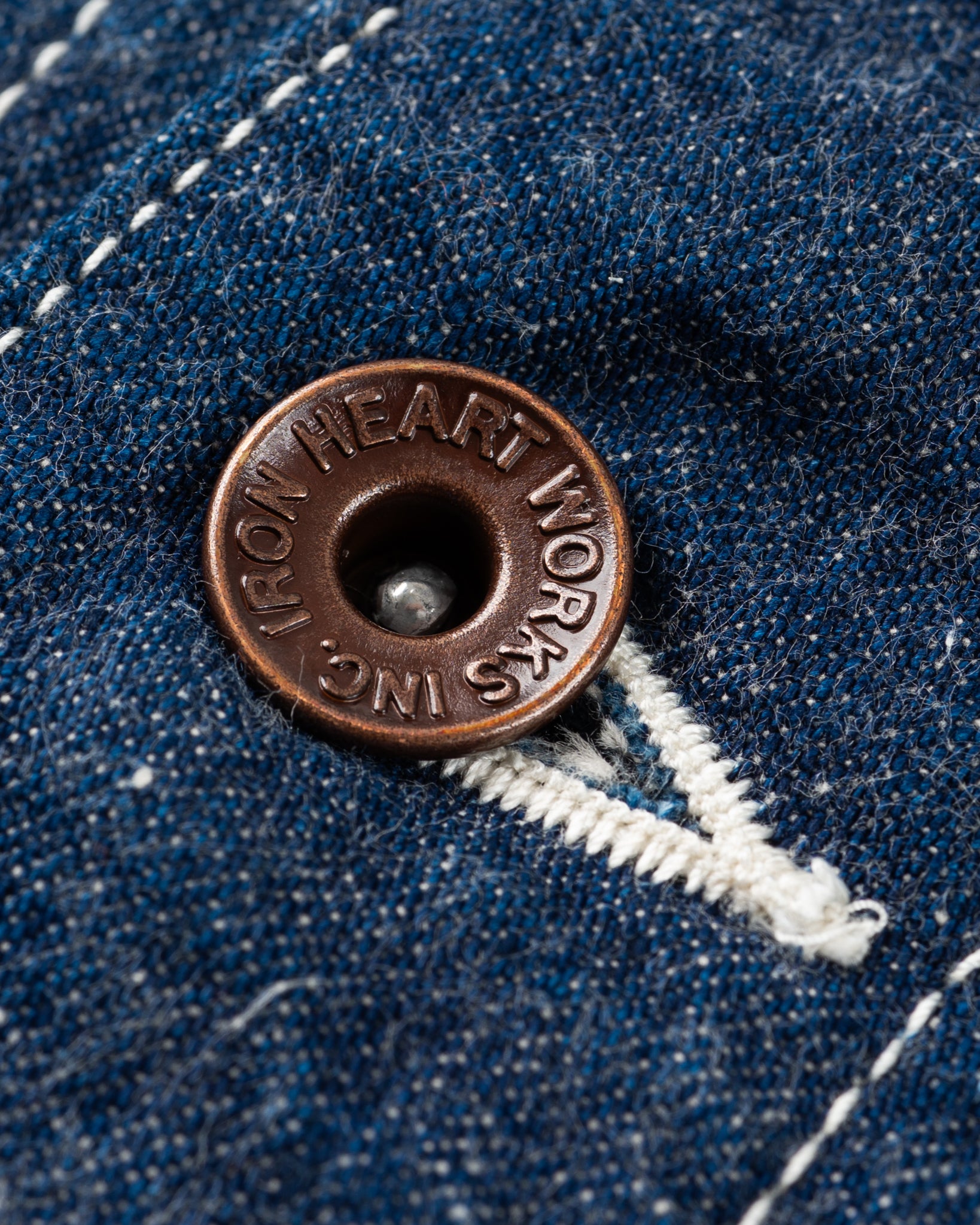 the virgins heart logo button jk/ ジャケット 10oz Selvedge Denim Blanket Lined Chore Jacket - Indigo – Iron Heart