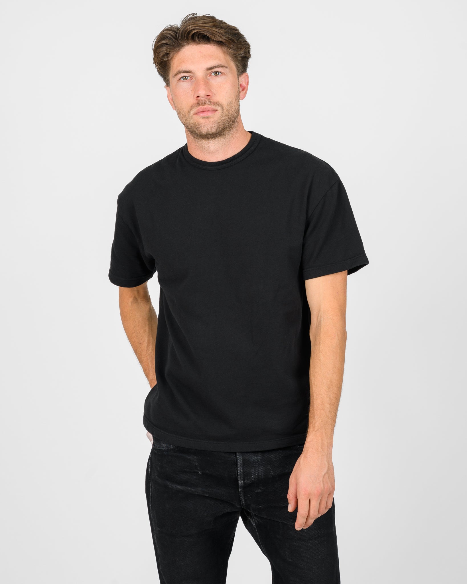 UTILITEES - 10oz Mini Fleece Crew Neck T-Shirt - Black