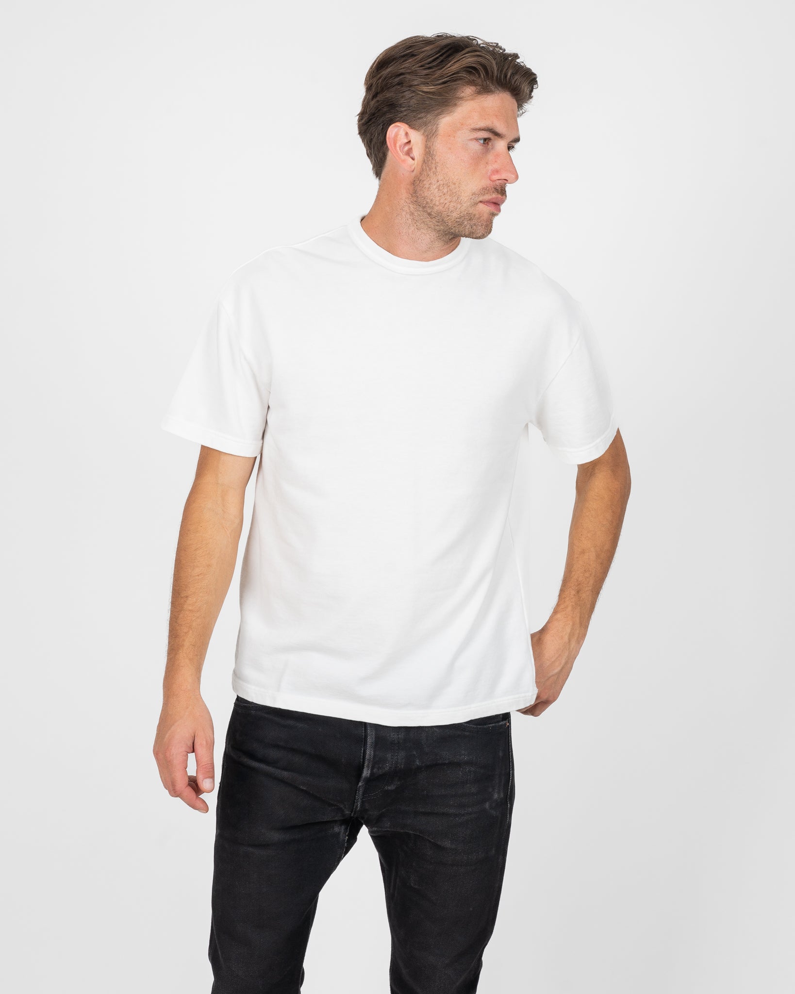 UTILITEES - 10oz Mini Fleece Crew Neck T-Shirt - White
