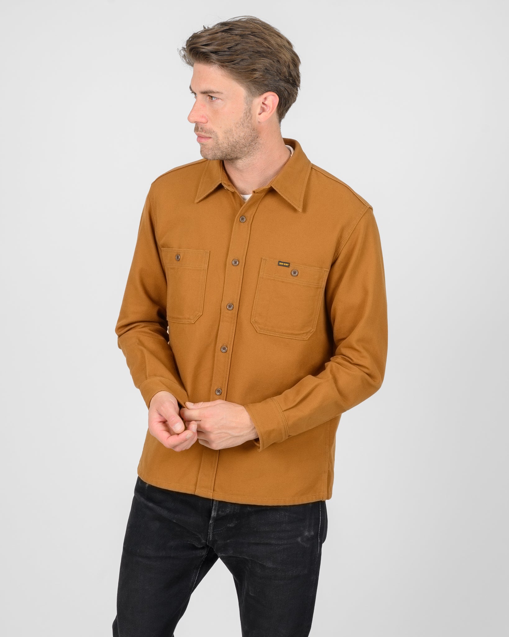 13oz Oxford Cloth Work Overshirt - Camel – Iron Heart