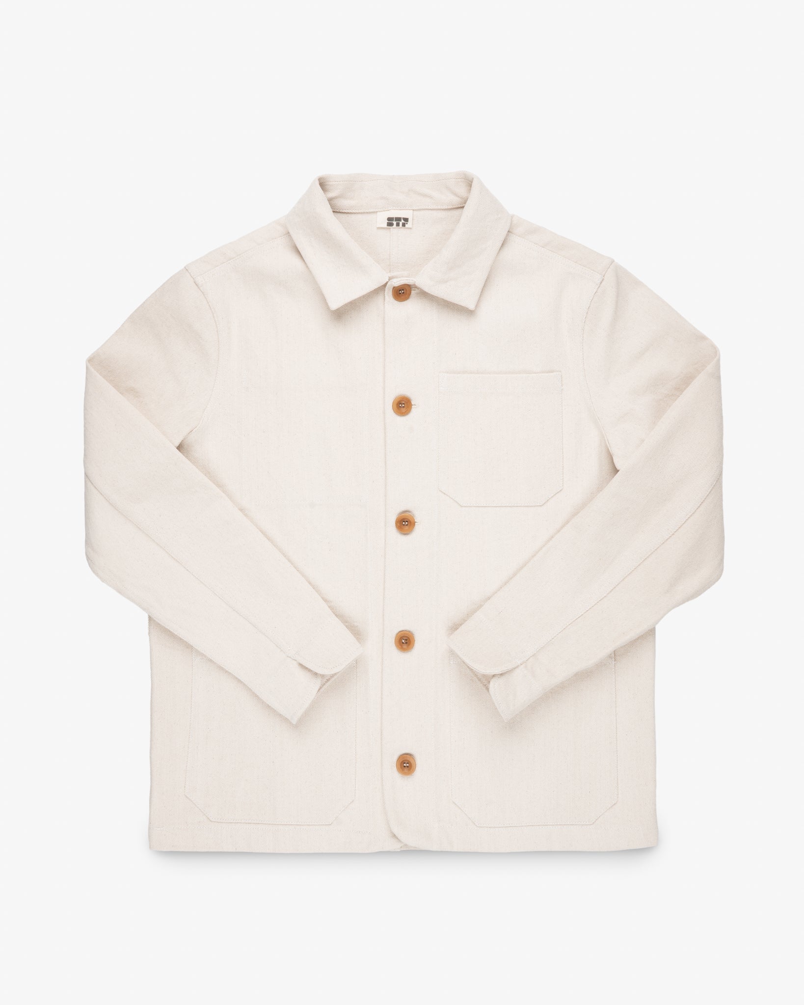 STF 11.5oz Undyed Bull Denim Chore Jacket - Ecru