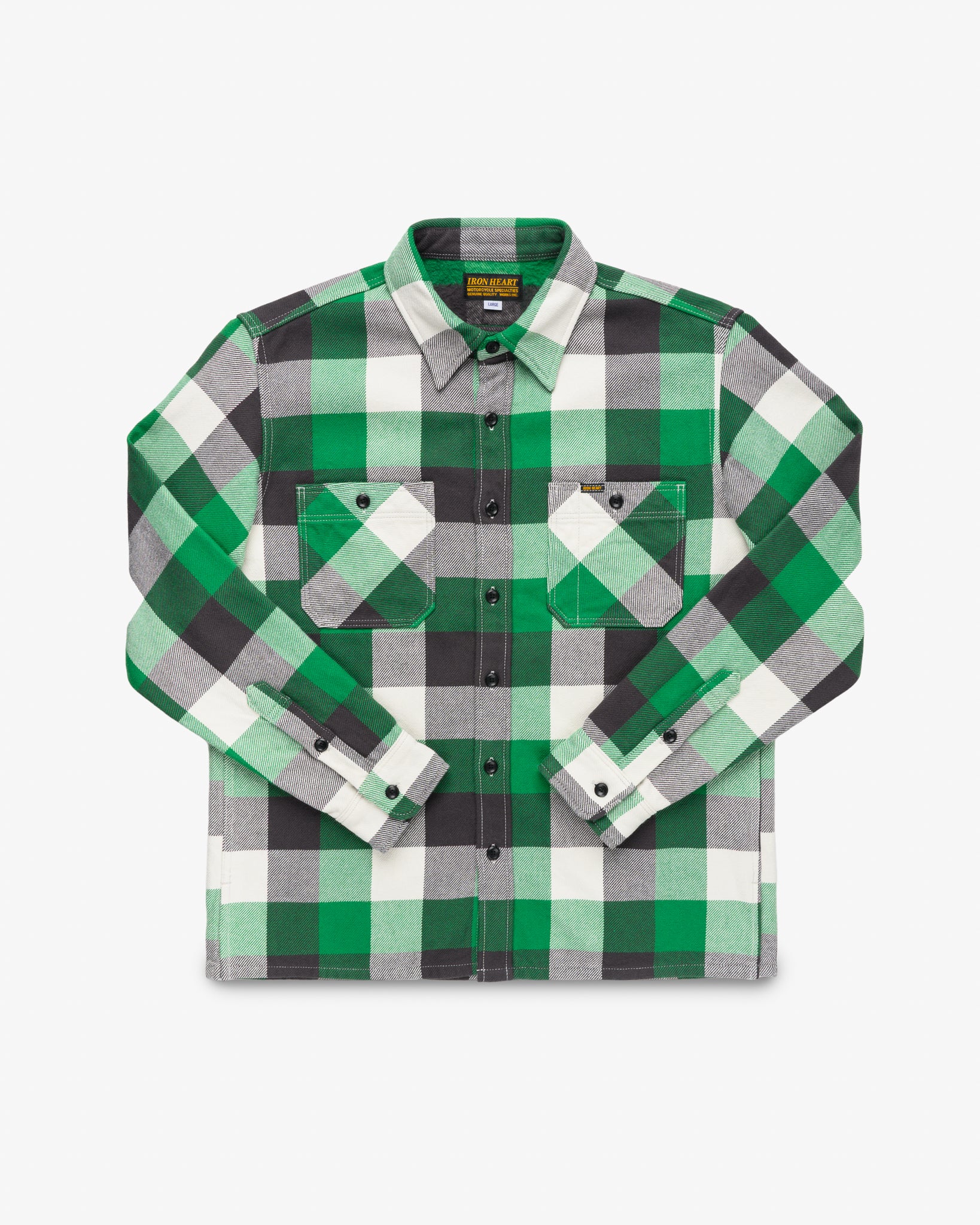 Ultra Heavy Flannel Vintage Check Work Overshirt - Green