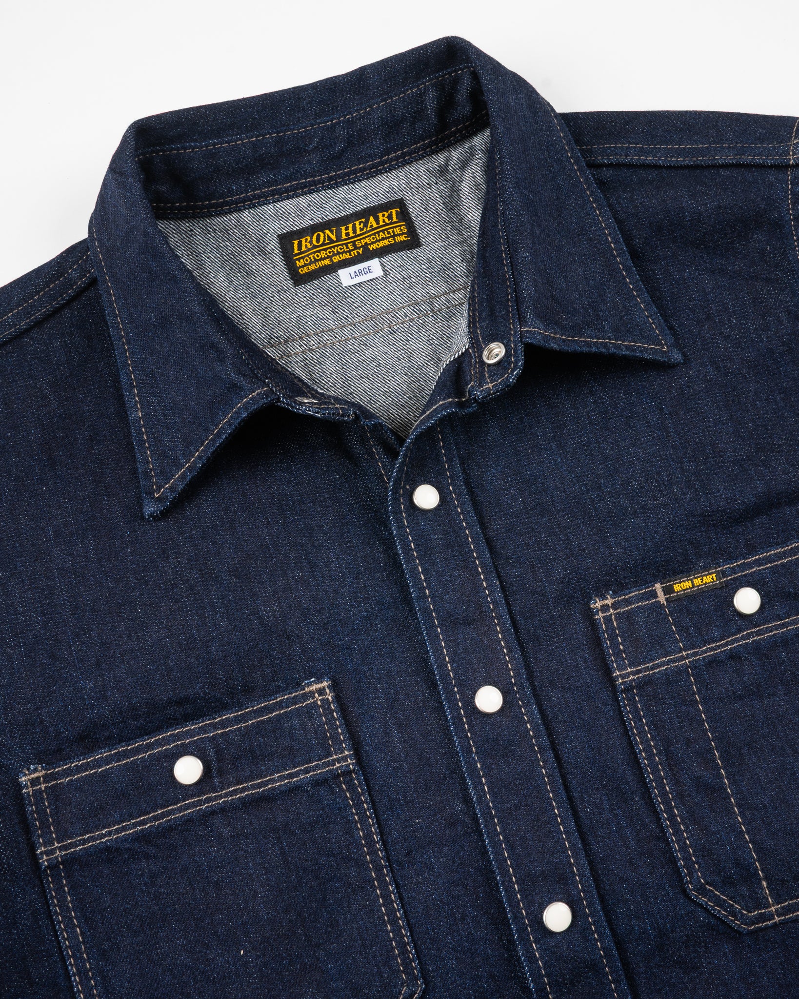 12oz Selvedge Denim Work Shirt With Snaps - Indigo – Iron Heart