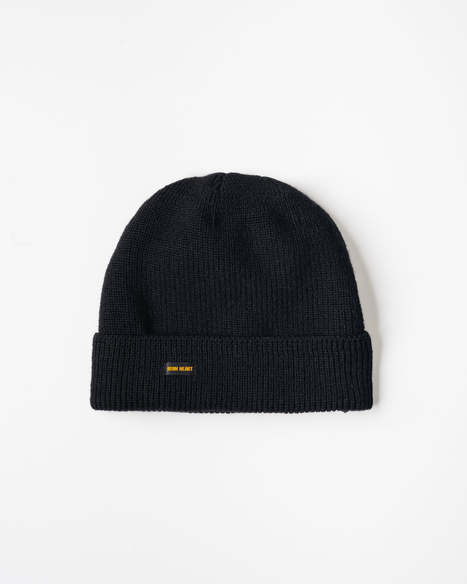 100% Wool Ribbed Beanie - Black