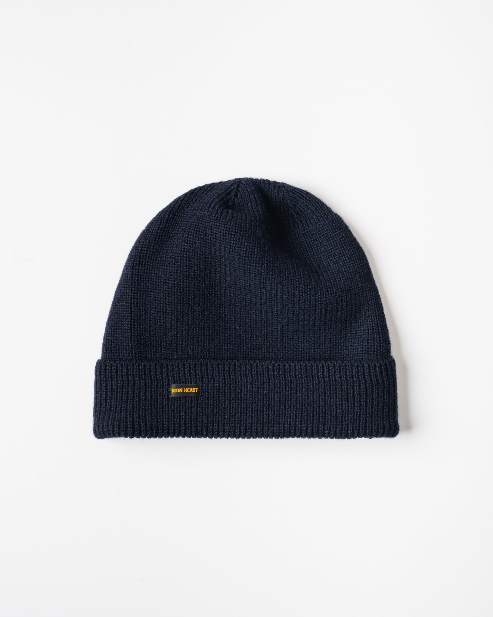 100% Wool Ribbed Beanie - Navy