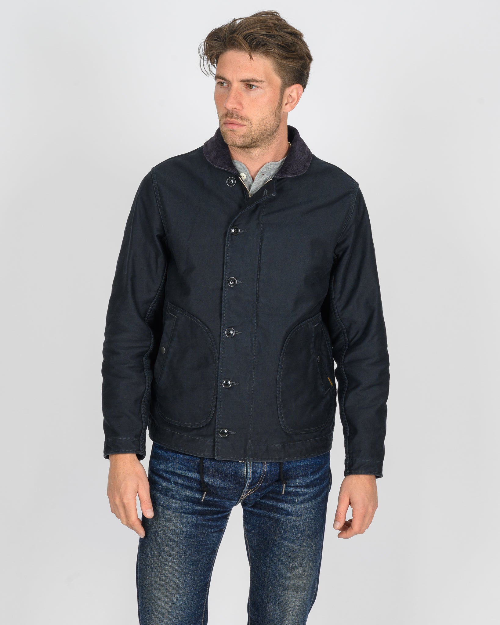 12oz Whipcord Lightweight N1 Deck Jacket - Black