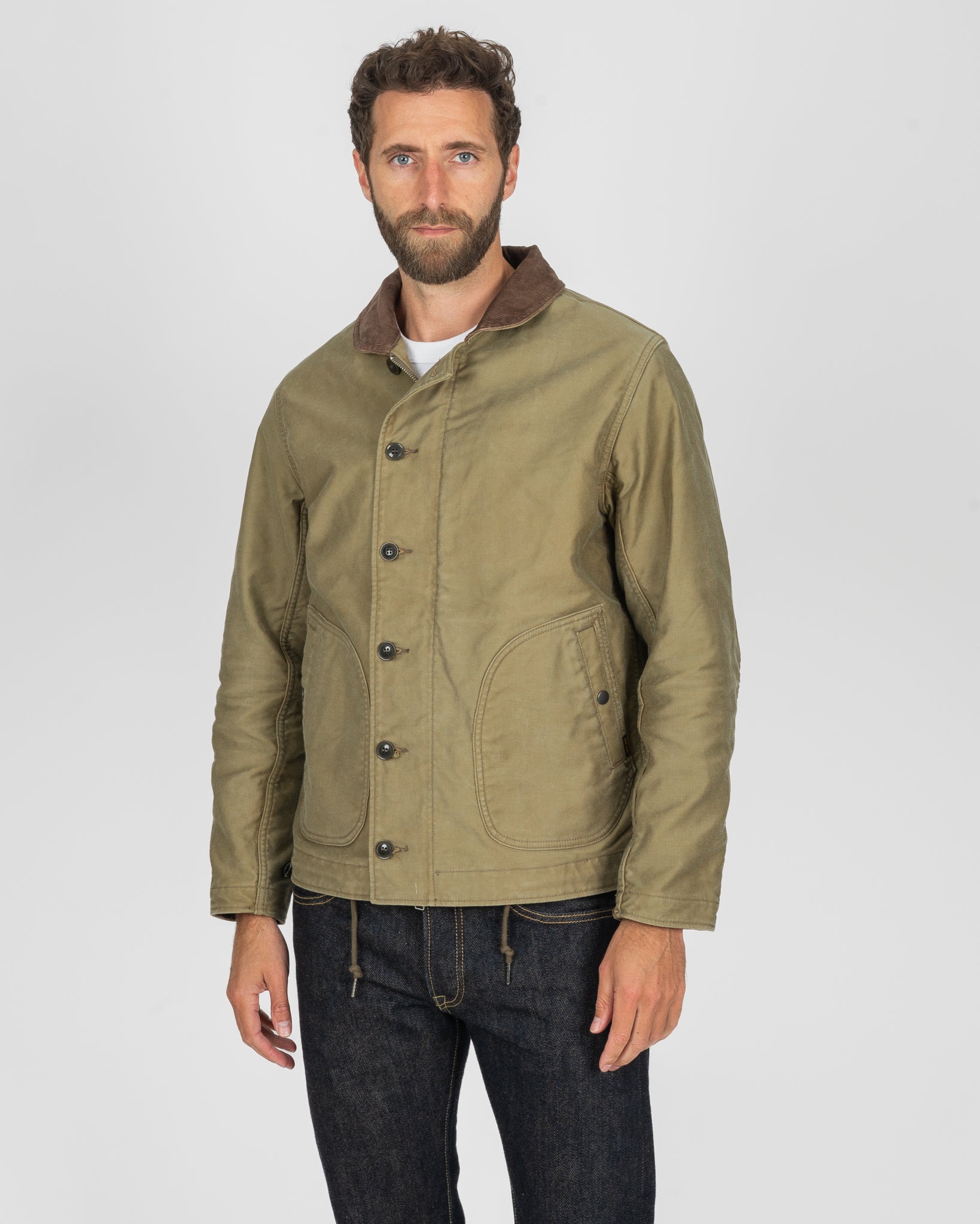 12oz Whipcord Lightweight N1 Deck Jacket - Khaki