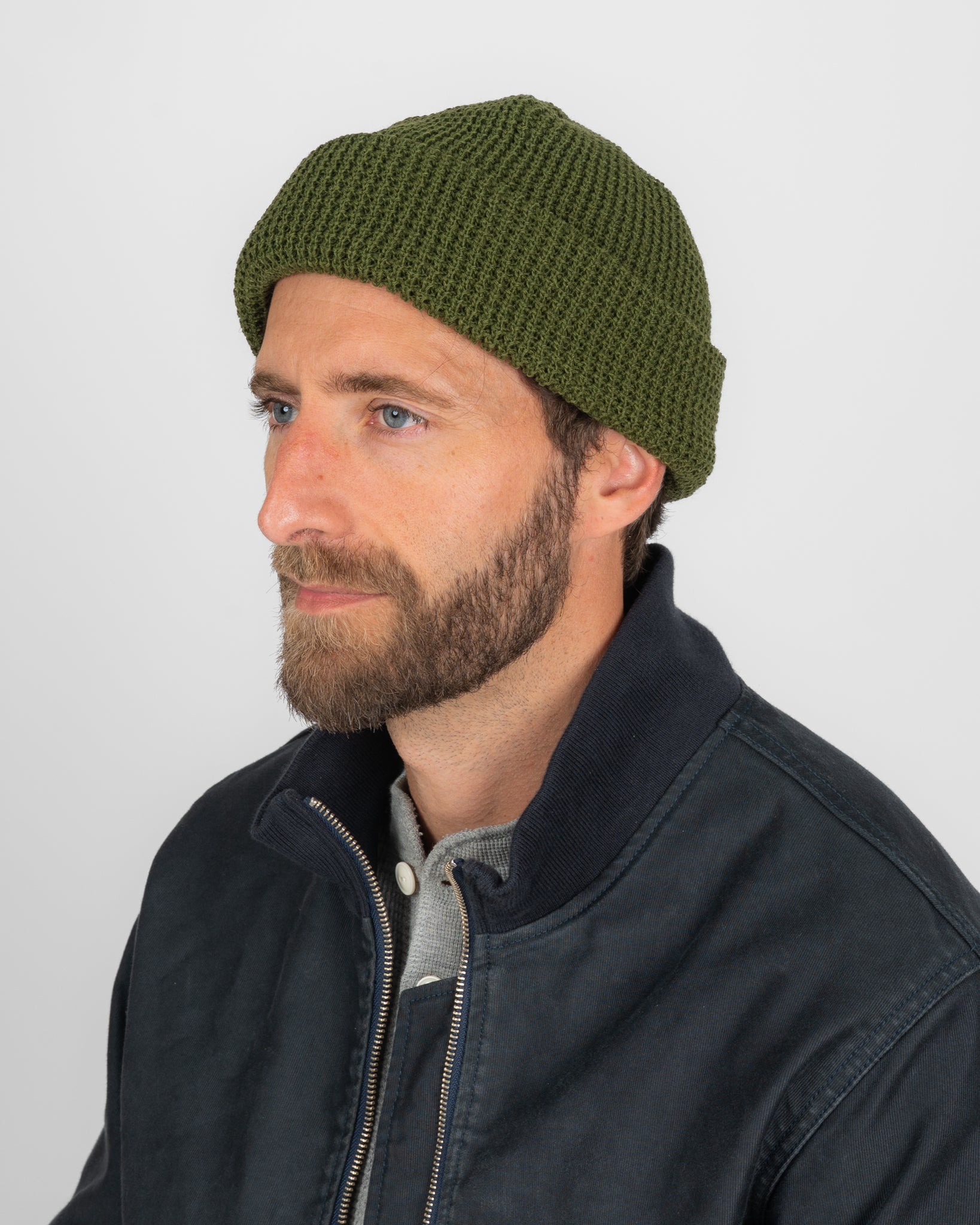 ROTOTO - Cotton Waffle Knit Watch Cap - Olive Green