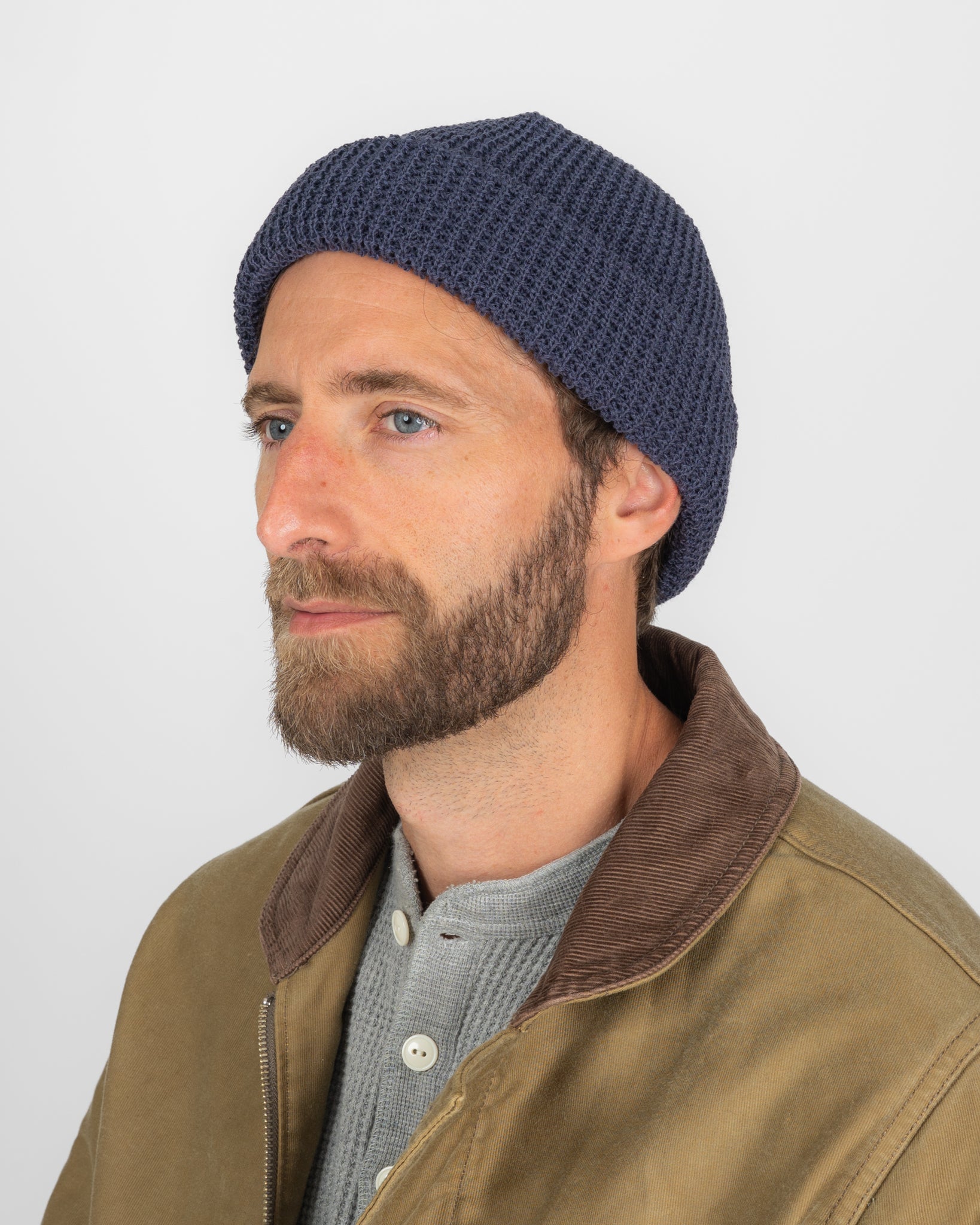 ROTOTO - Cotton Waffle Knit Watch Cap - Faded Navy – Iron Heart