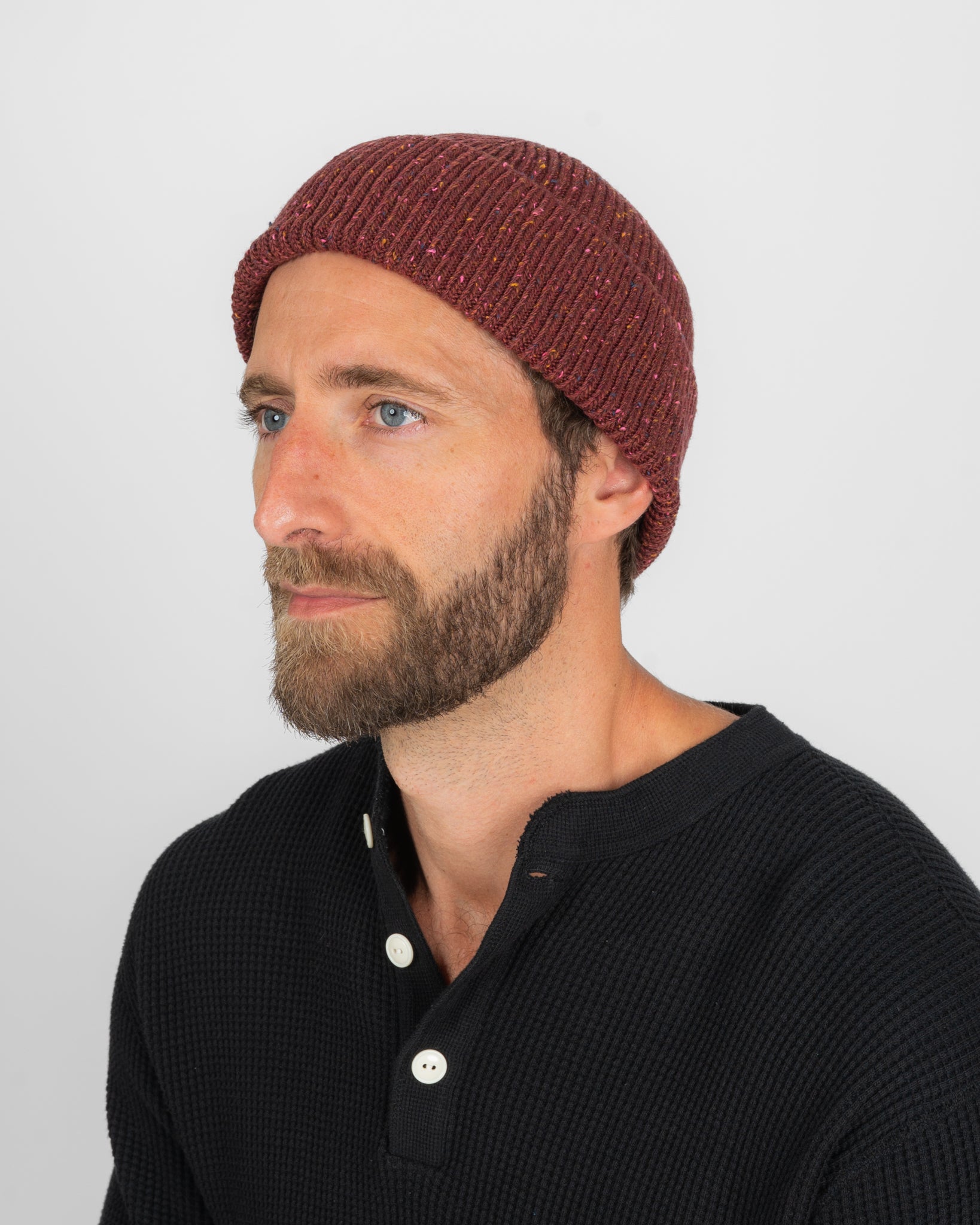 ROTOTO - Nep Wool Seamless Beanie - Dark Red
