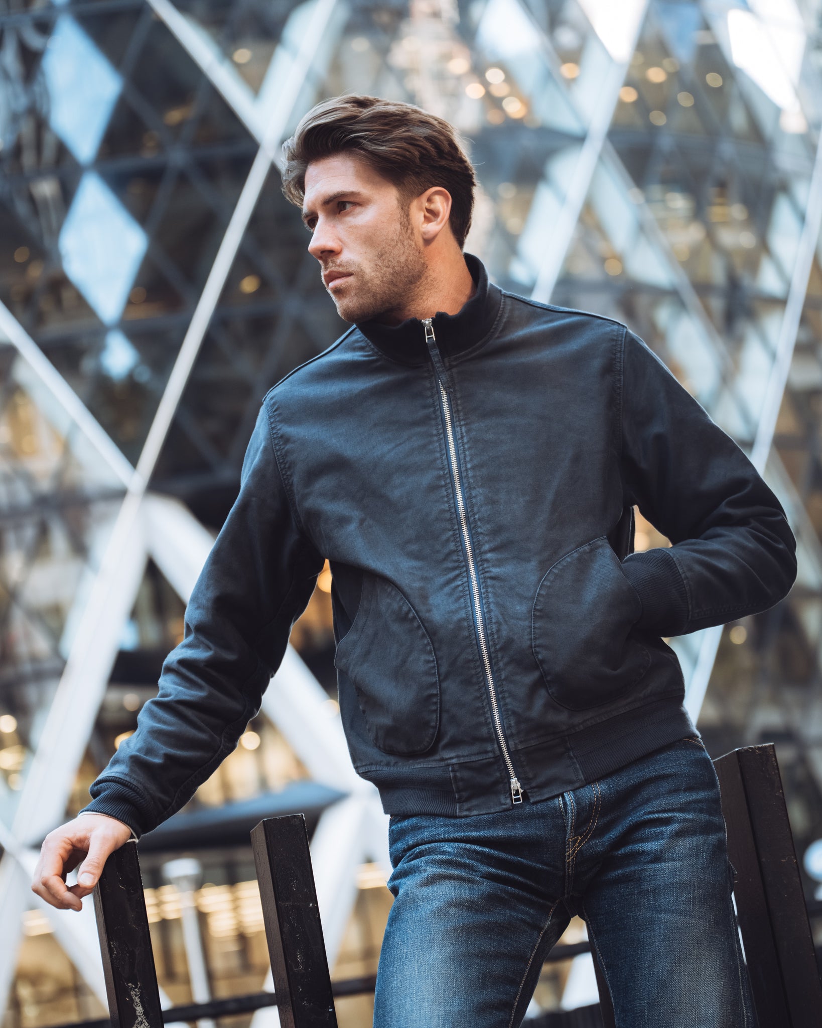 12oz Whipcord Tanker Jacket - Navy – Iron Heart