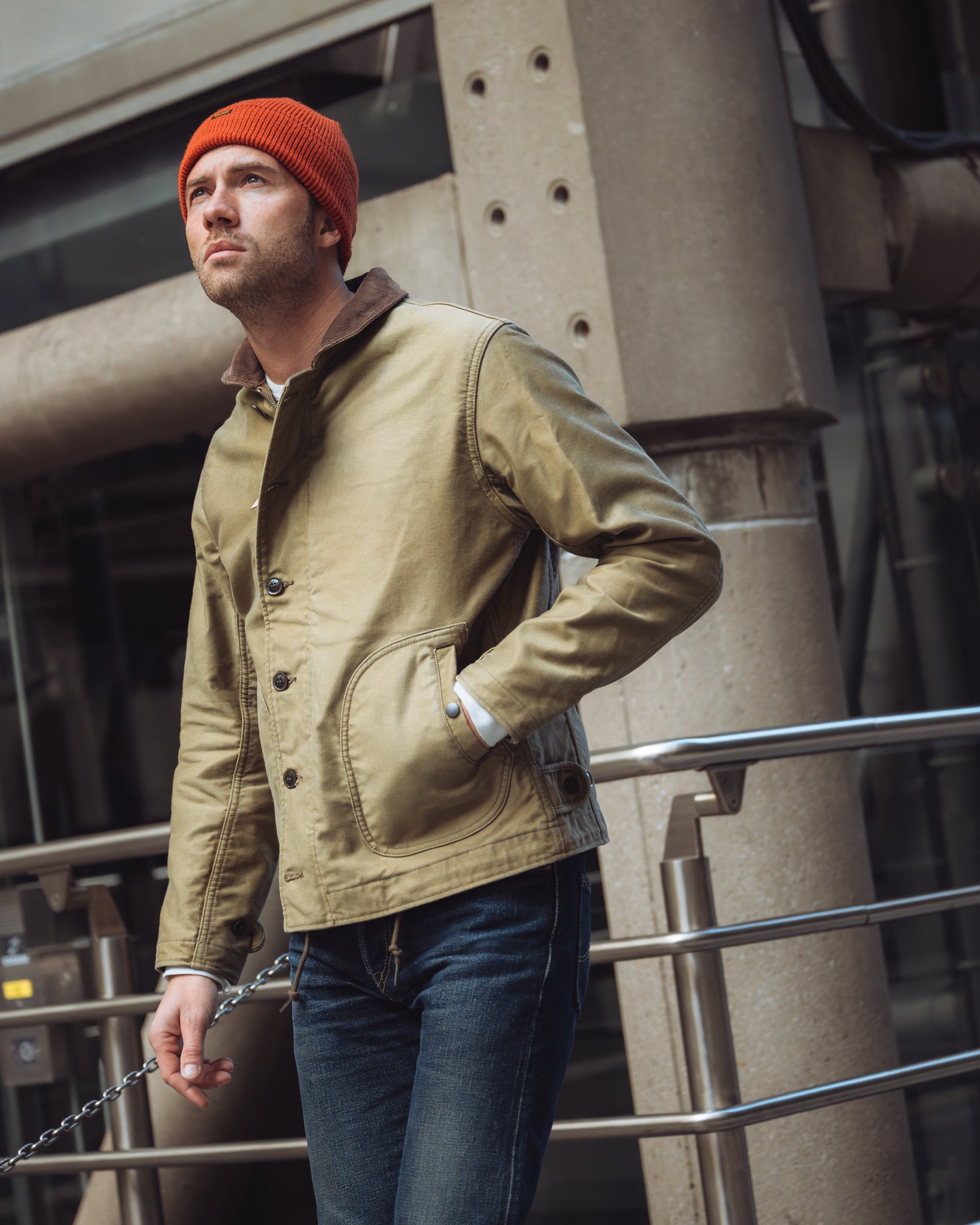 12oz Whipcord Lightweight N1 Deck Jacket Khaki – Iron Heart