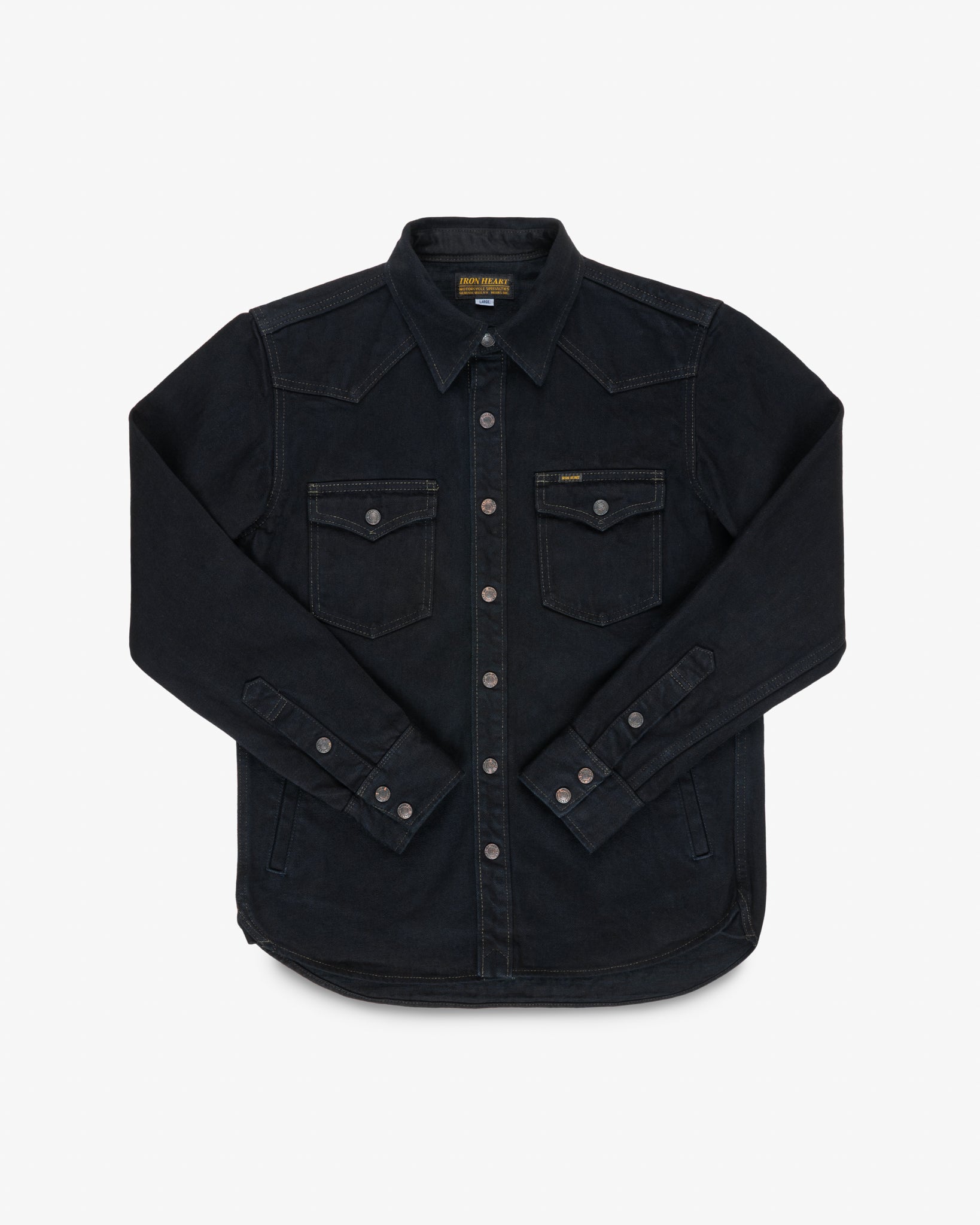Iron Heart 18oz Selvedge Denim CPO Shirt - Indigo Overdyed Black