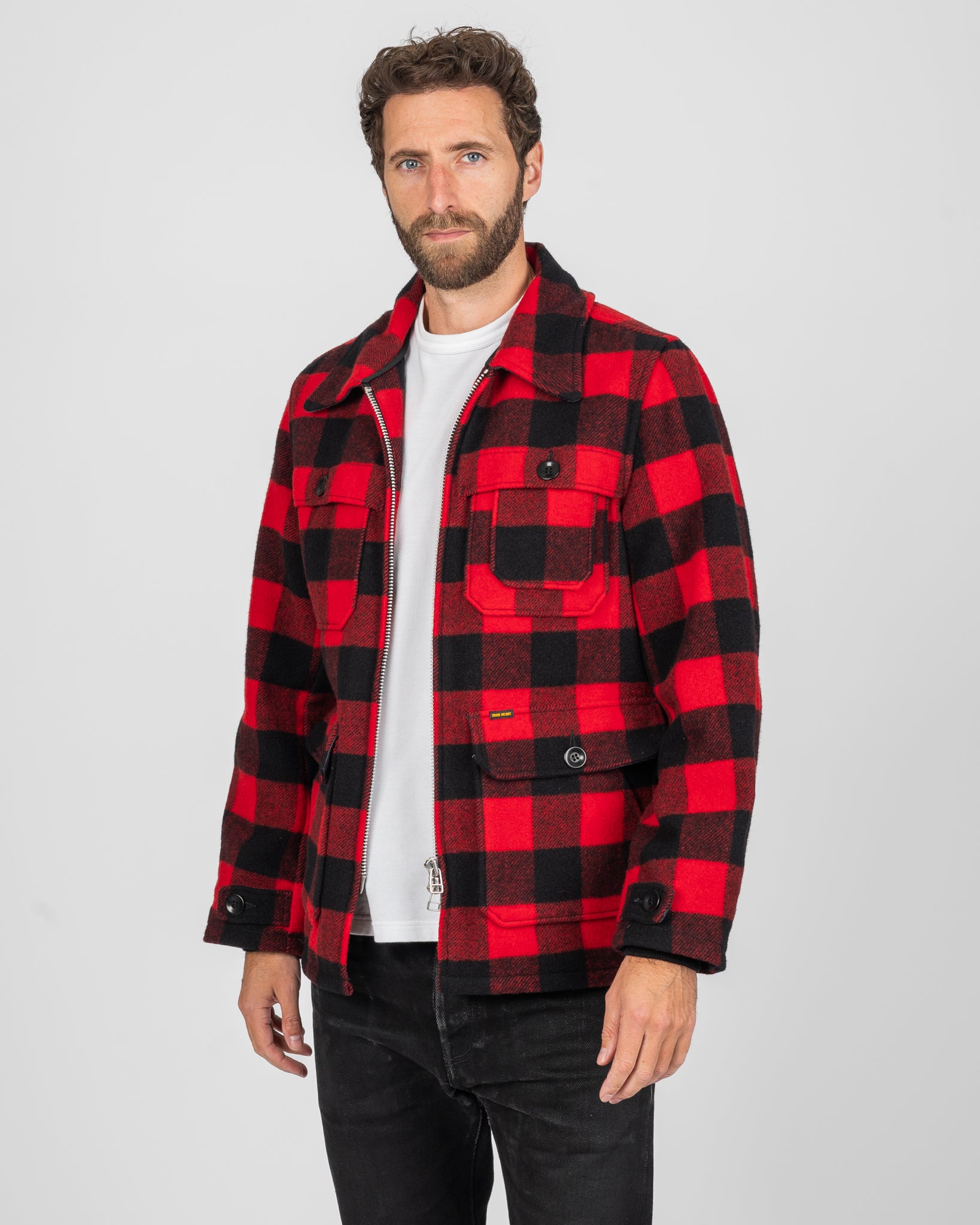 Wool Buffalo Check Hunting Jacket - Red
