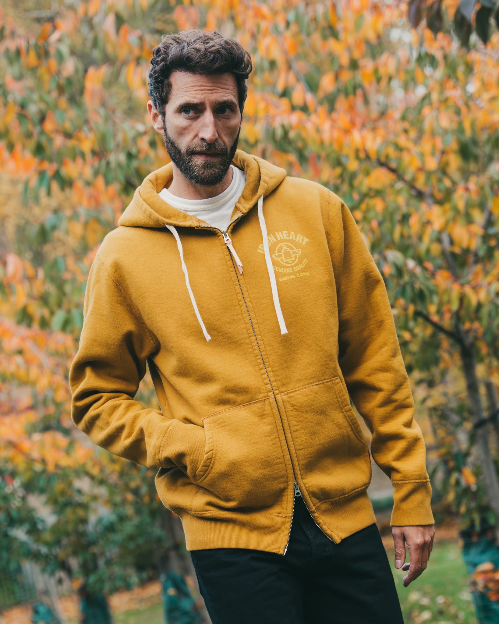 Printed 14oz Ultra Heavyweight Loopwheel Cotton Zippered Hoodie