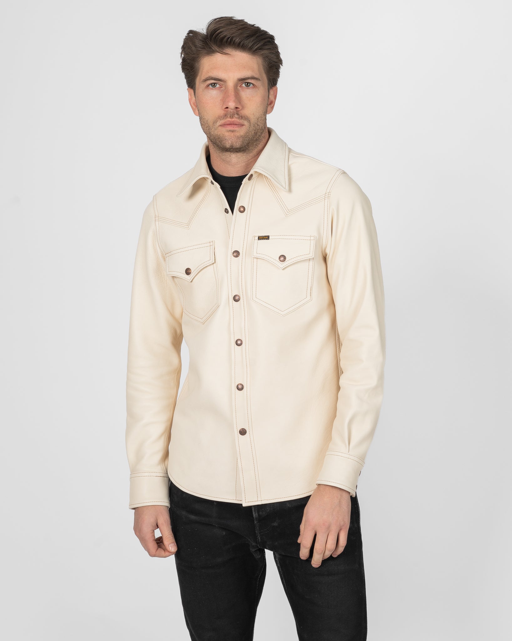 Iron Heart x Simmons Bilt Horsehide Western Shirt - The Pale Rider - Natural