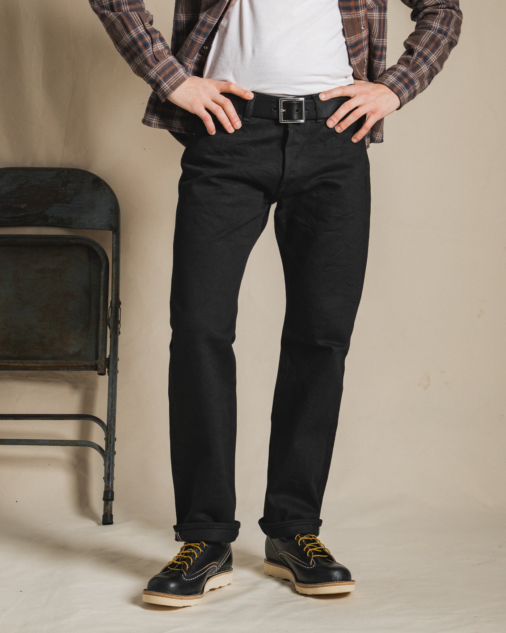 21oz Selvedge Denim Straight Cut Jeans - Superblack (Fades to Grey