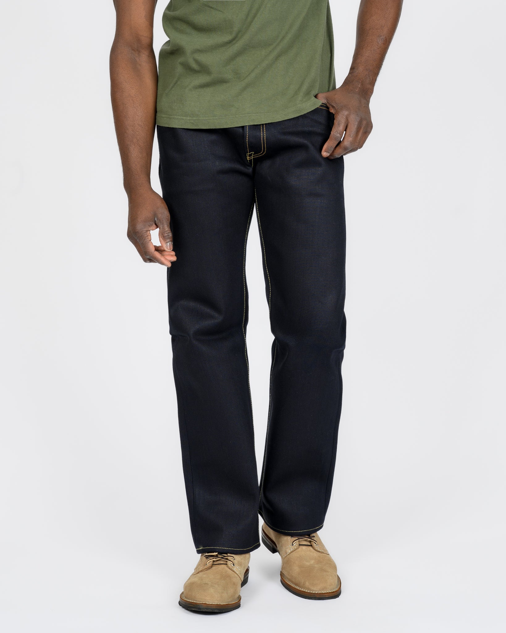 IRON HEART 1634 デニムパンツ ブラックインディゴ W34 黒 Iron Heart 25oz Selvedge Denim Straight Cut Jeans - Indigo/Black