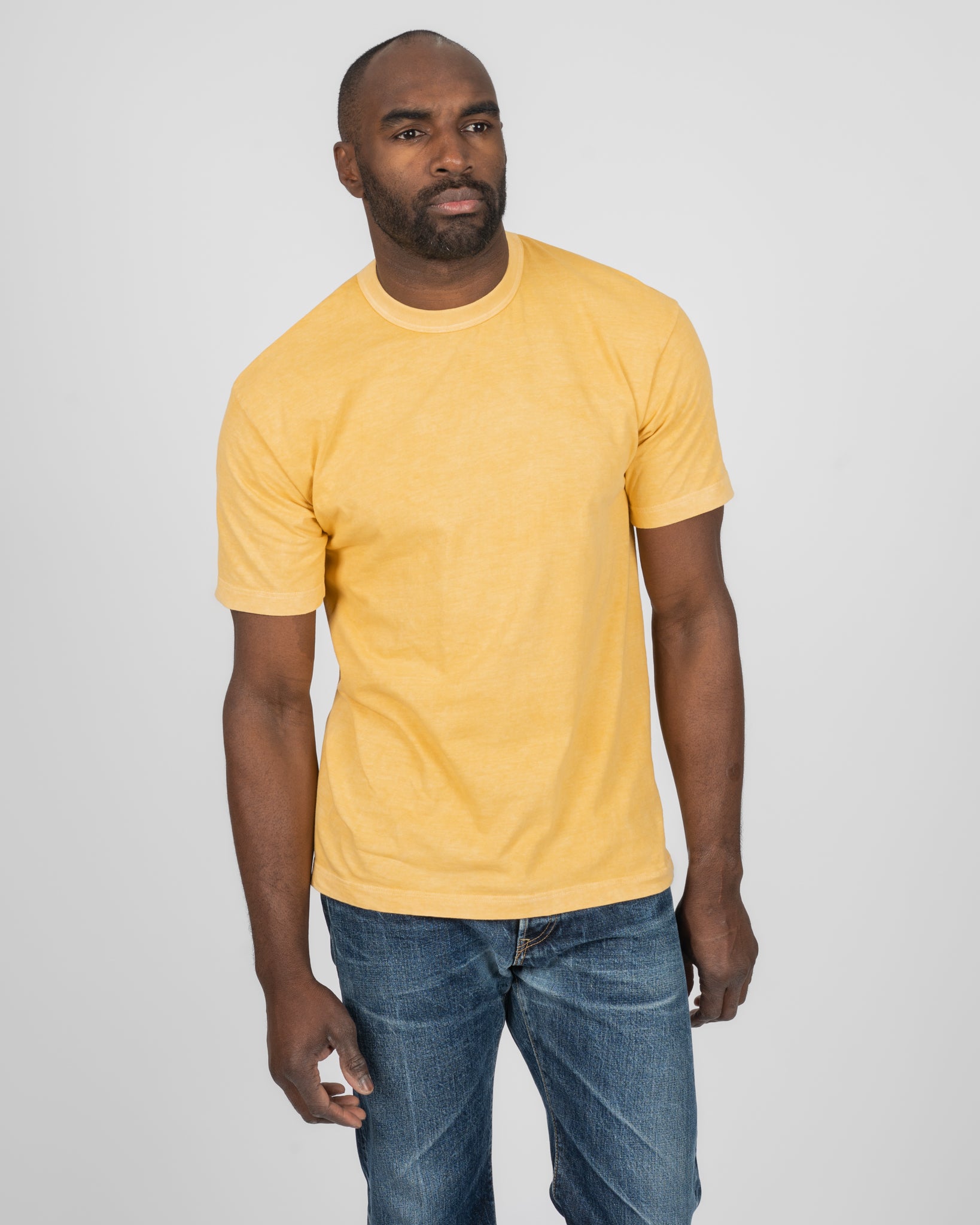 UTILITEES - 5.5oz Loopwheel Crew Neck T-Shirt - Hand Dyed Yellow