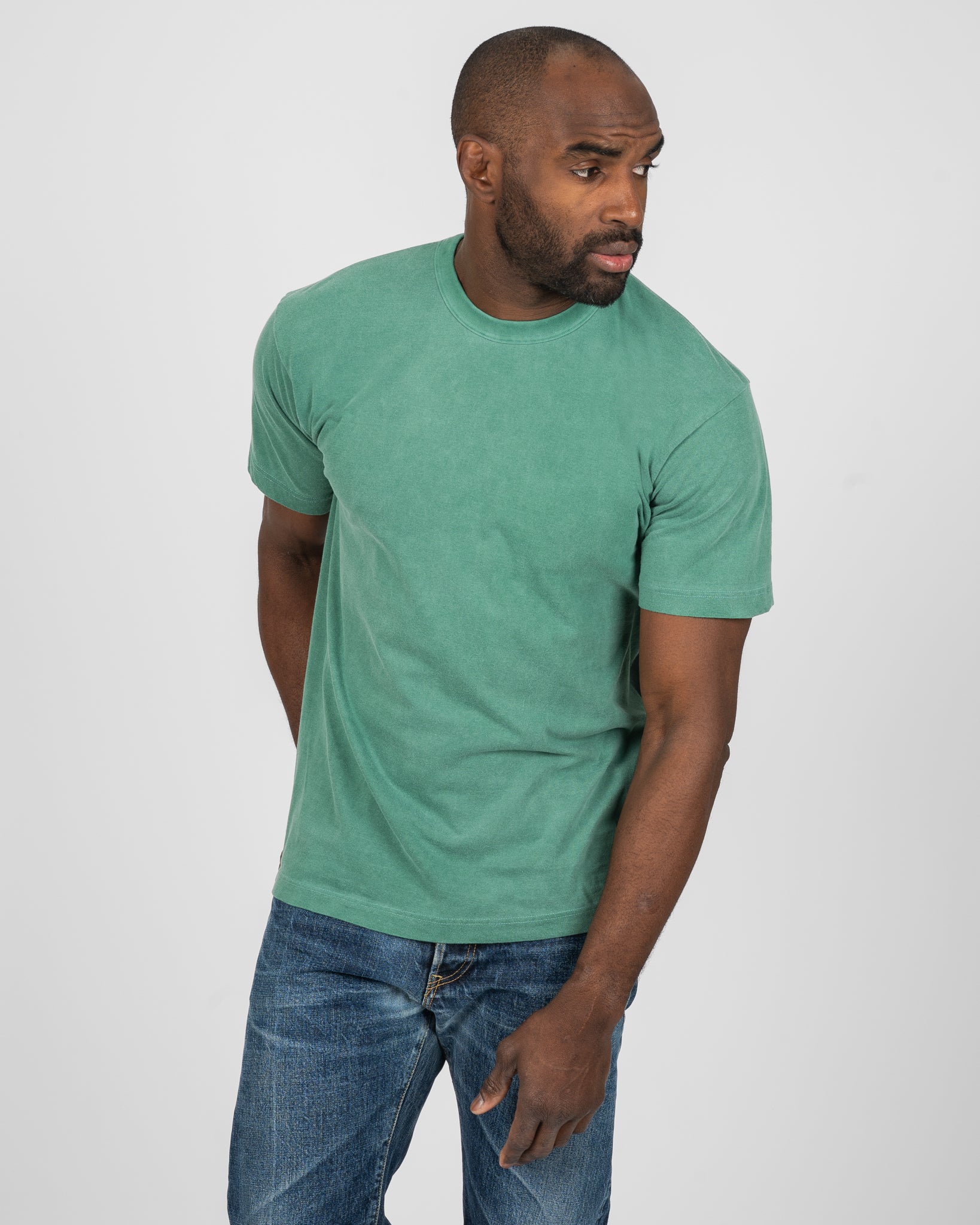 UTILITEES - 5.5oz Loopwheel Crew Neck T-Shirt - Green