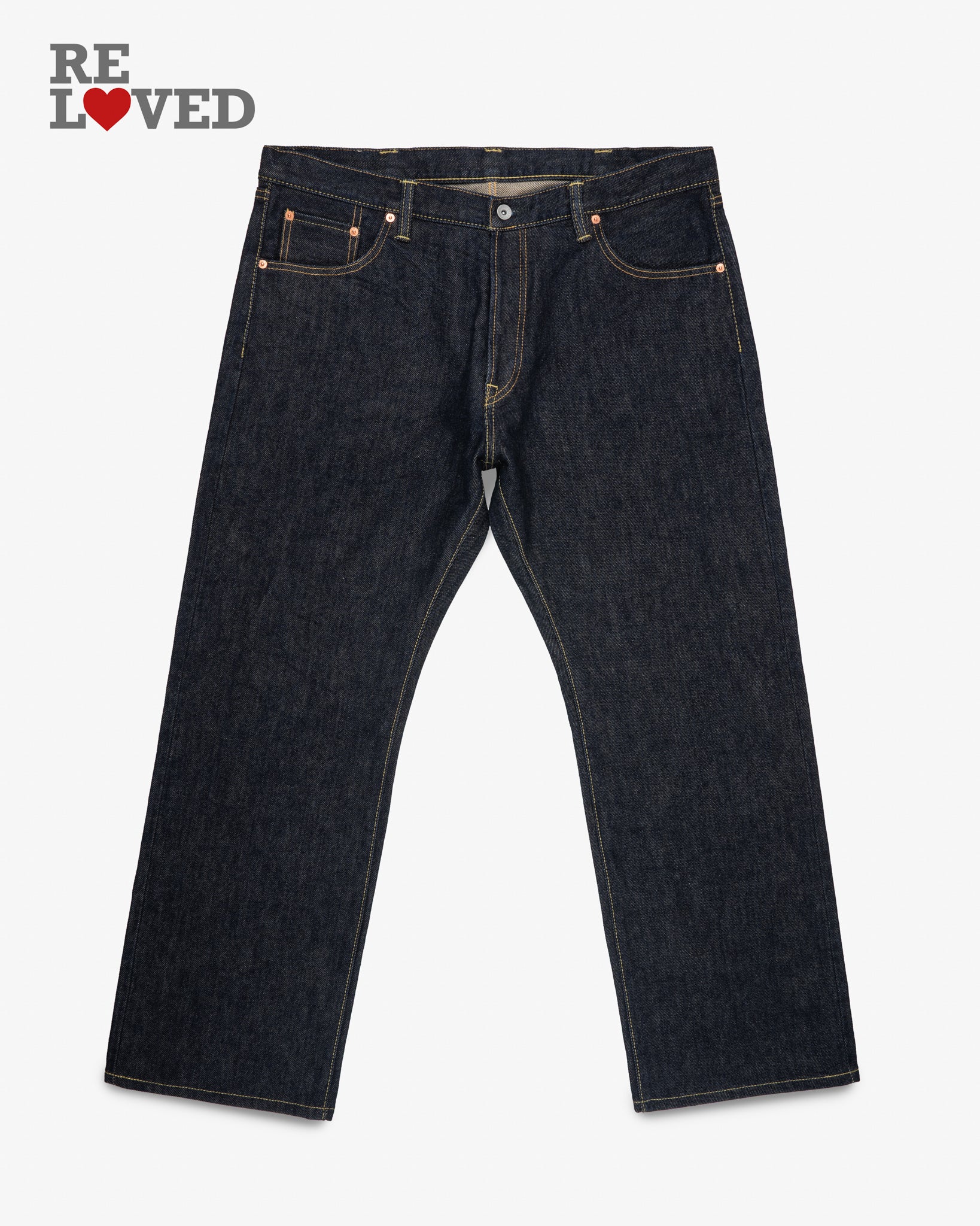 21oz Selvedge Denim Straight Cut Jeans - Indigo (IH-634S) Tag 42, Hemmed to 31.5"