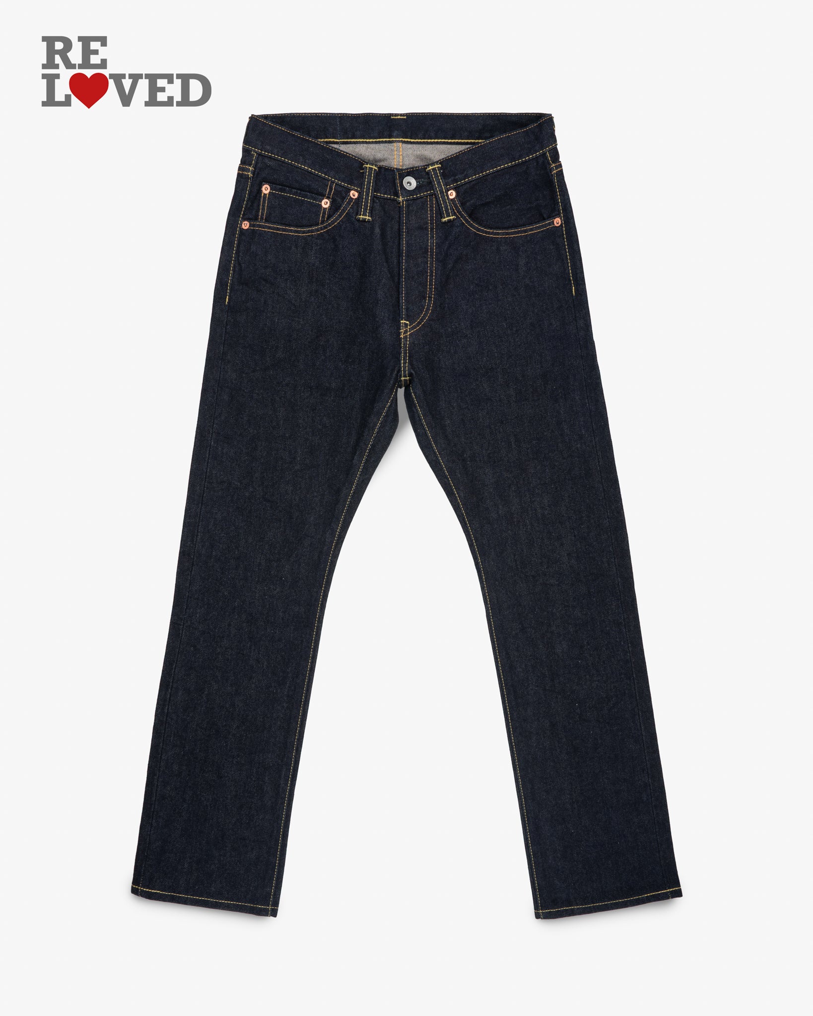 14oz Selvedge Denim Super Slim Cut Jeans - Indigo (IH-555S-142) Tag 30, Hemmed to 28.0''