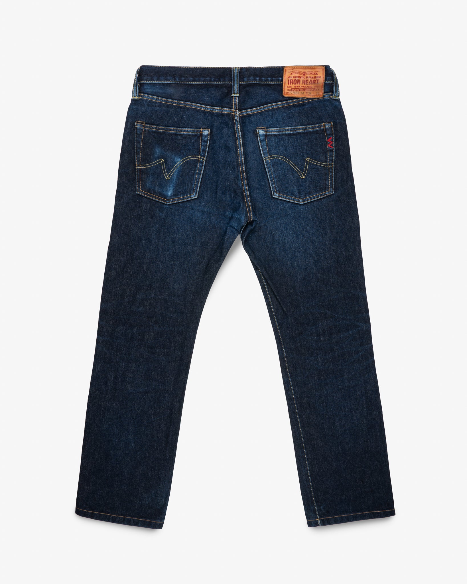 14oz Broken Twill Selvedge Denim Slim Tapered Cut Jeans - Indigo (IH-777SBR-14) Tag 34, Hemmed to 29.5"