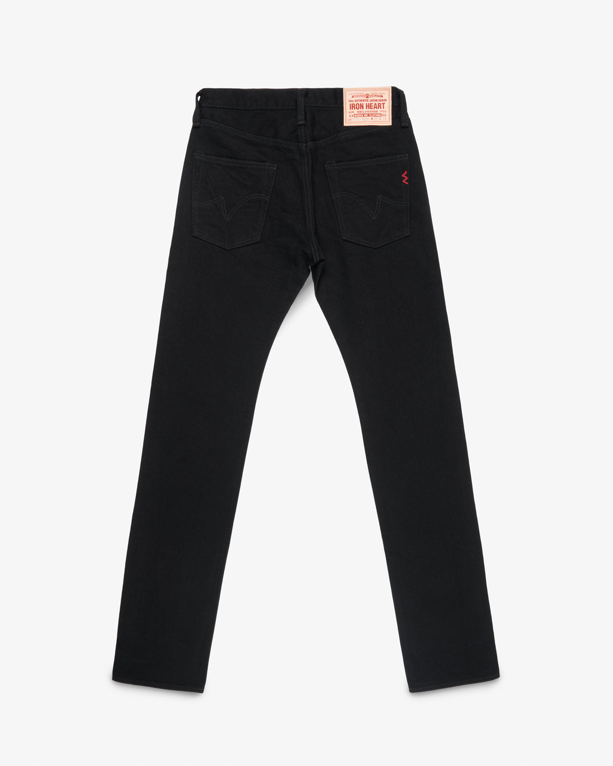 14oz Selvedge Denim Slim Tapered Cut Jeans - Black/Black (IH-777S-142bb) Tag 33, Hemmed to 28.0"