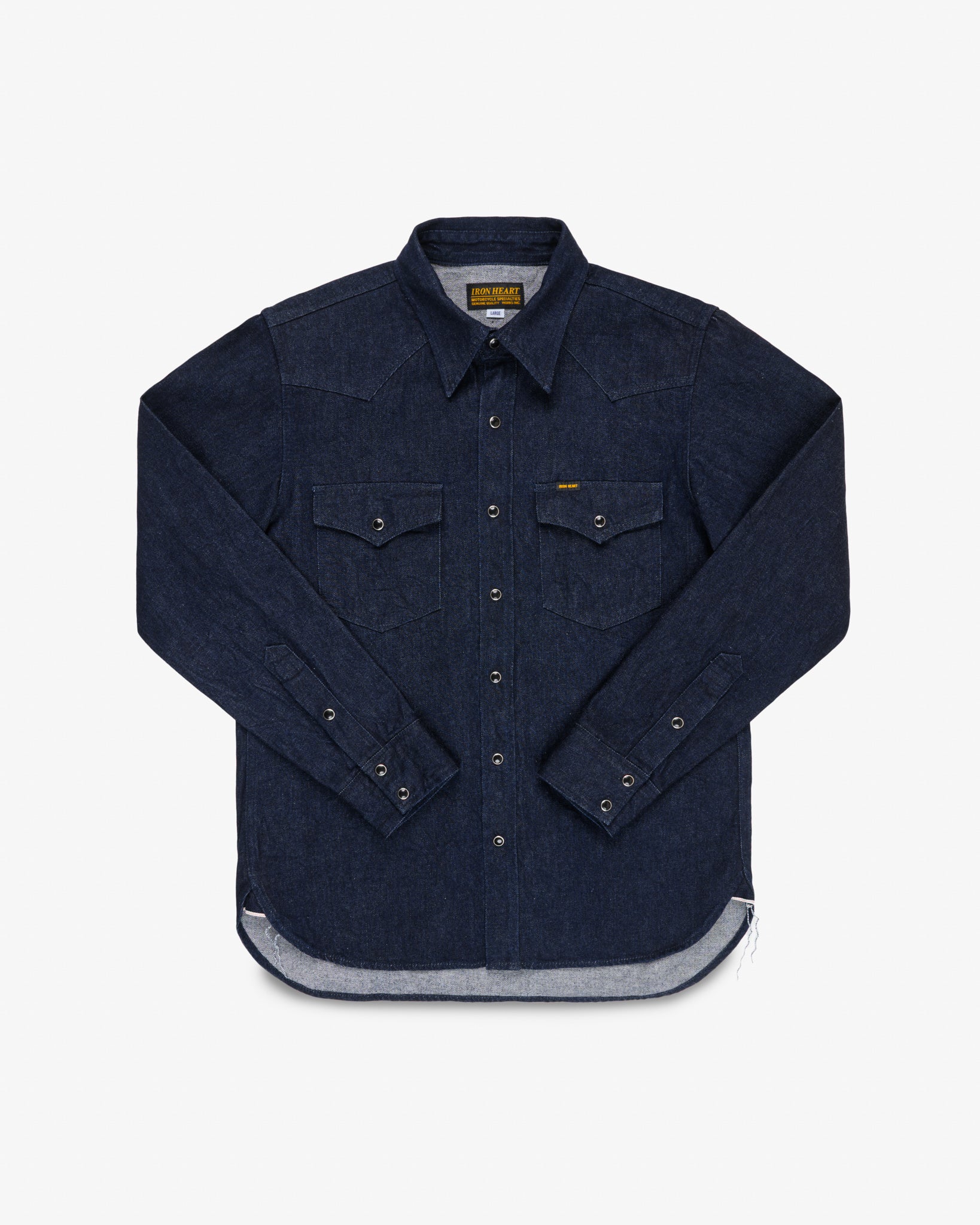12oz Selvedge Denim Western Shirt With Tonal Stitching - Indigo