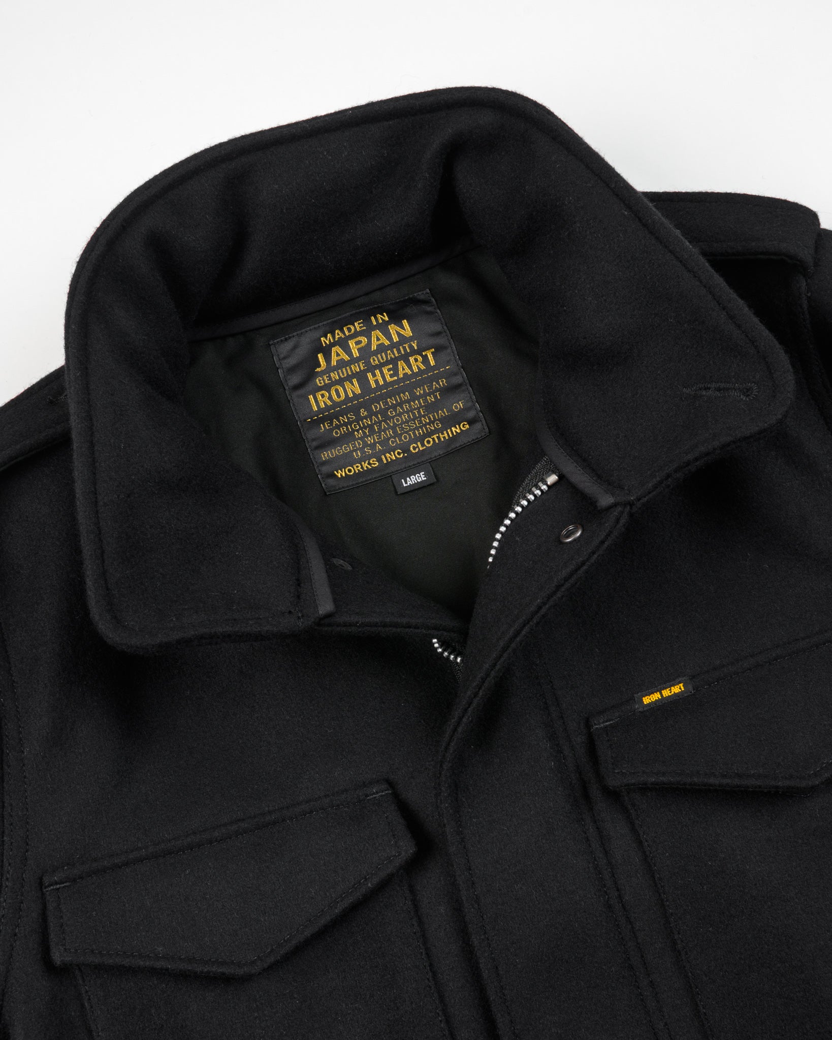 21oz Melton Wool M65 Field Jacket - Black – Iron Heart