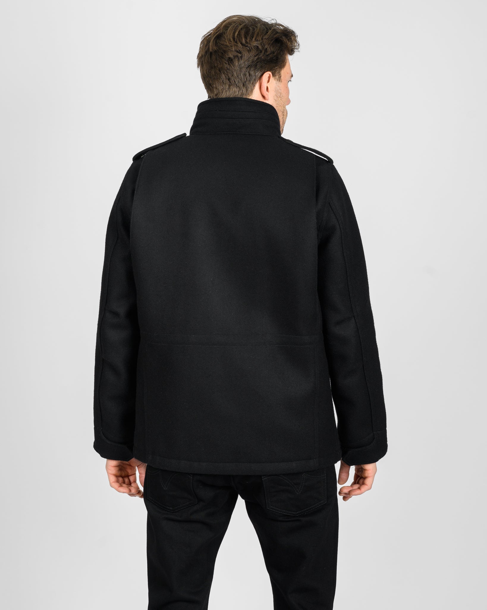 21oz Melton Wool M65 Field Jacket - Black – Iron Heart