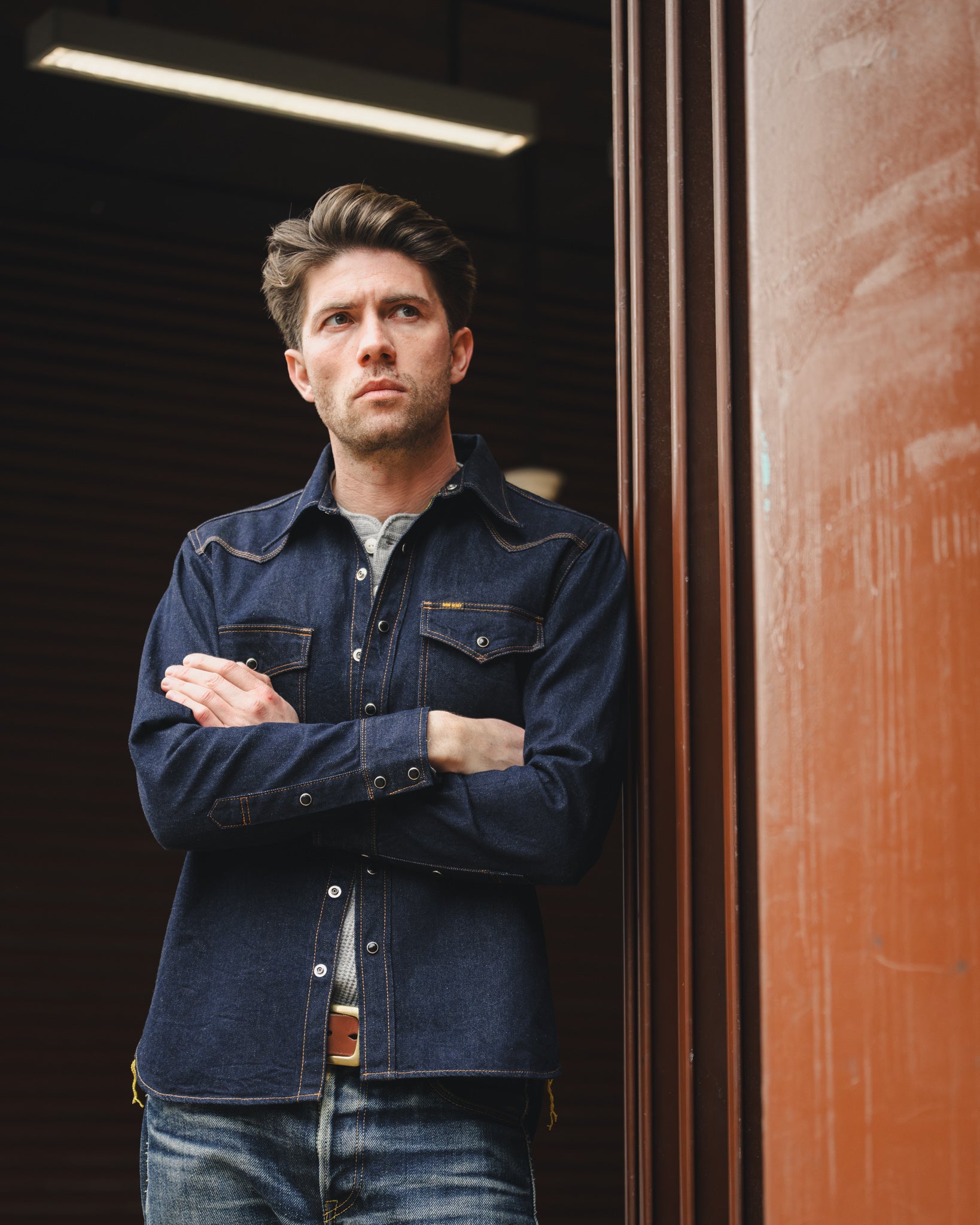Iron Heart 12oz Selvedge Denim Western Shirt - Indigo