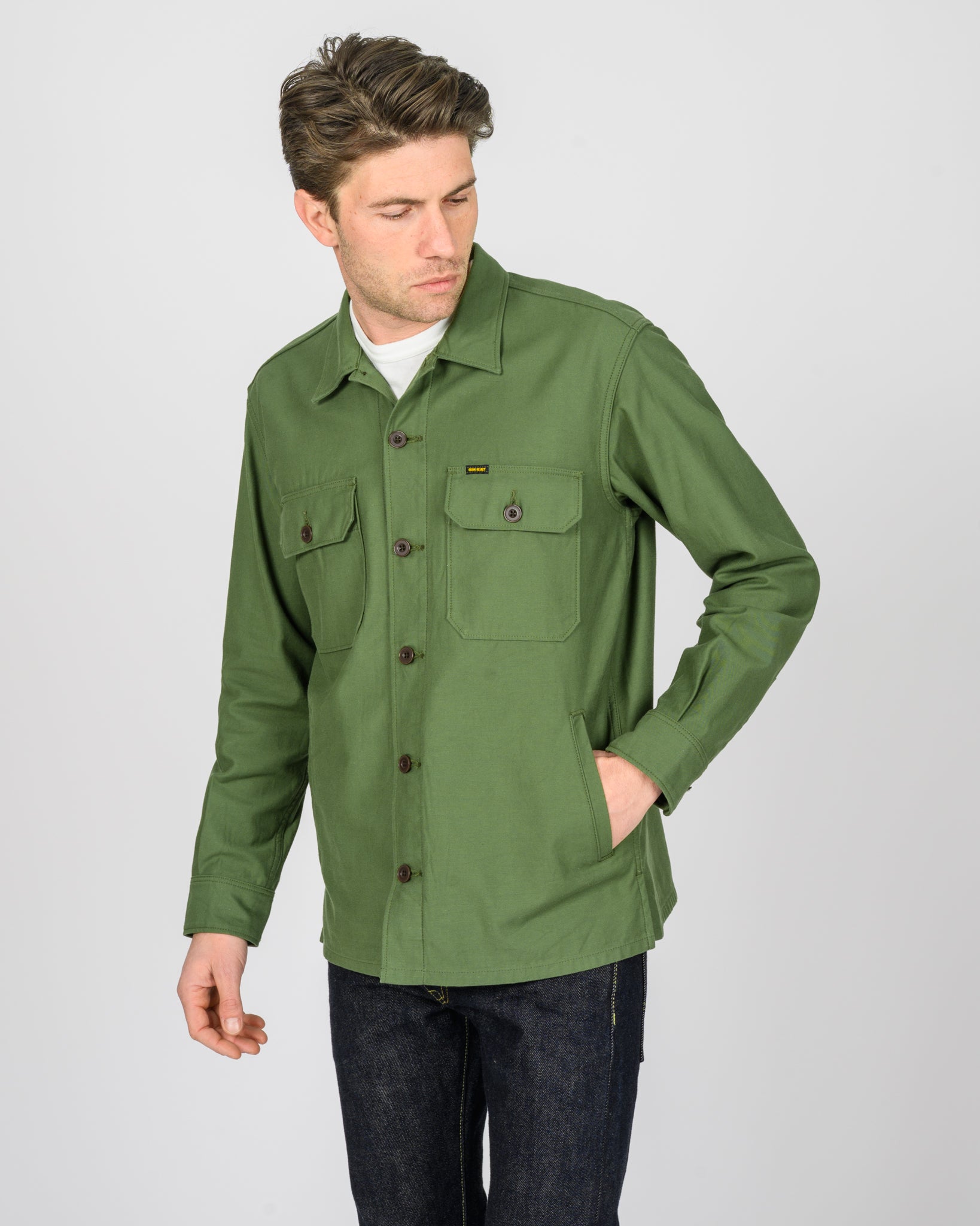 9oz Cotton Sateen Military CPO Shirt - Olive Drab Green