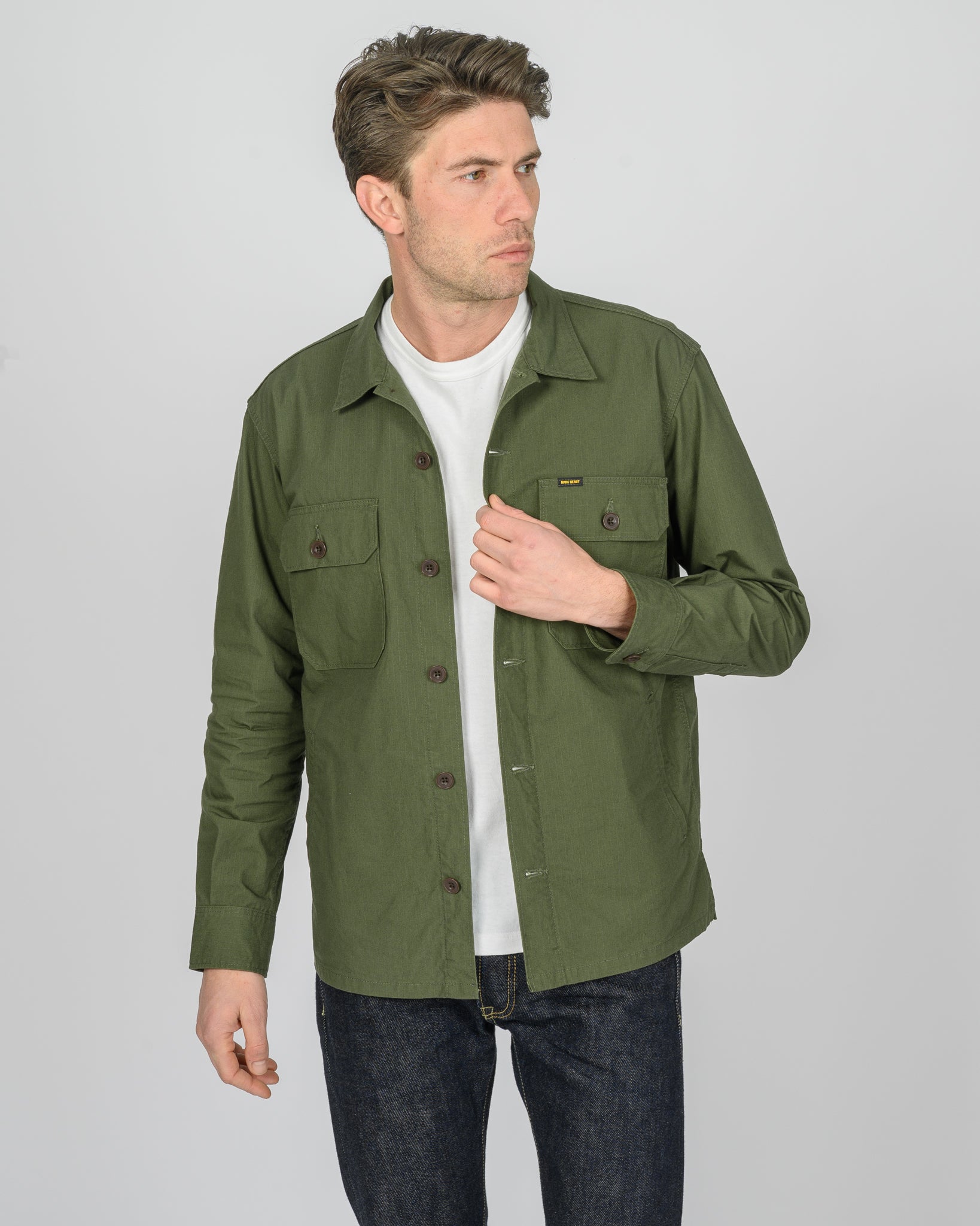 8oz Cotton/Nylon Ripstop Military CPO Shirt - Olive Drab Green