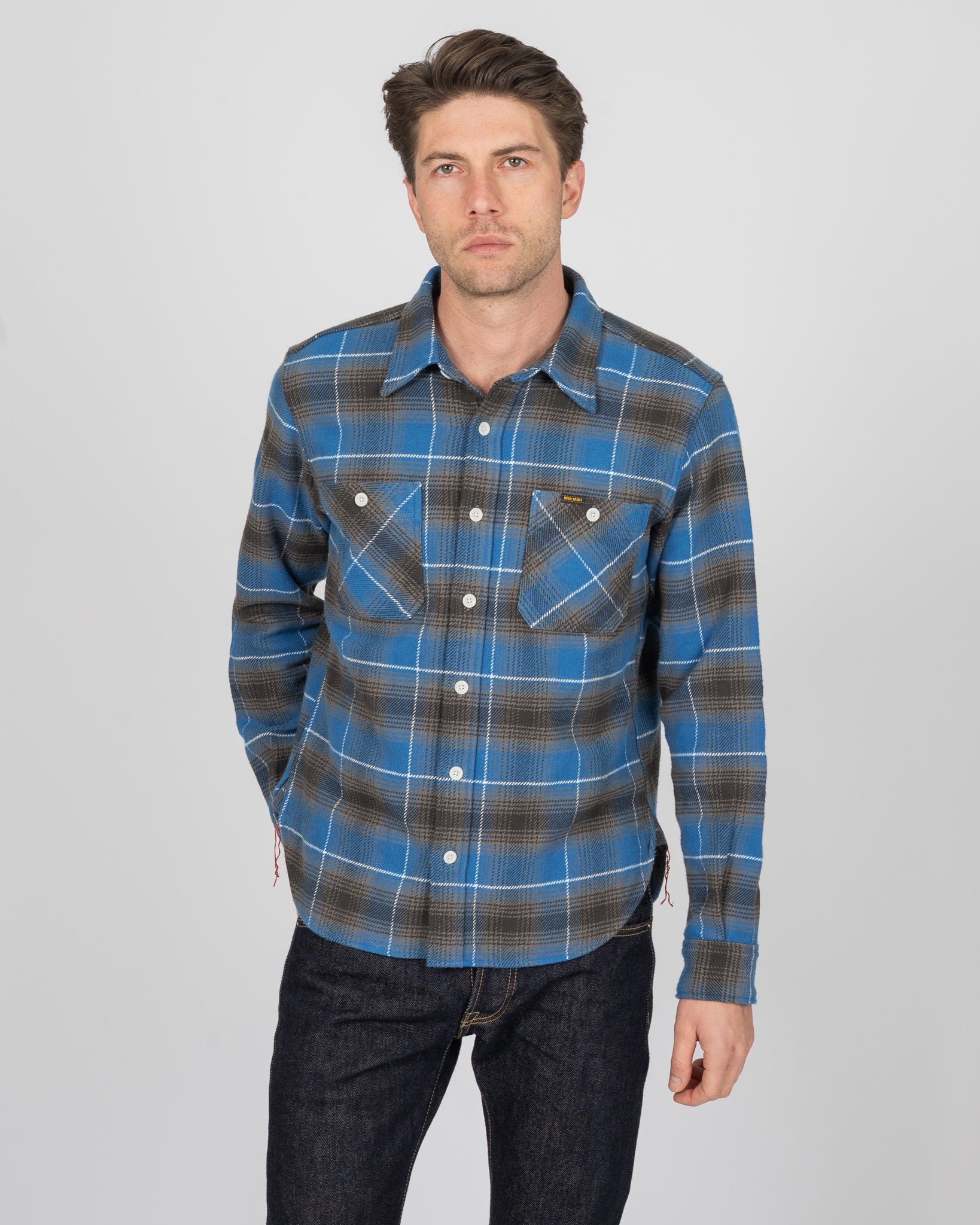 Heavy Flannel Check Work Shirt - Blue