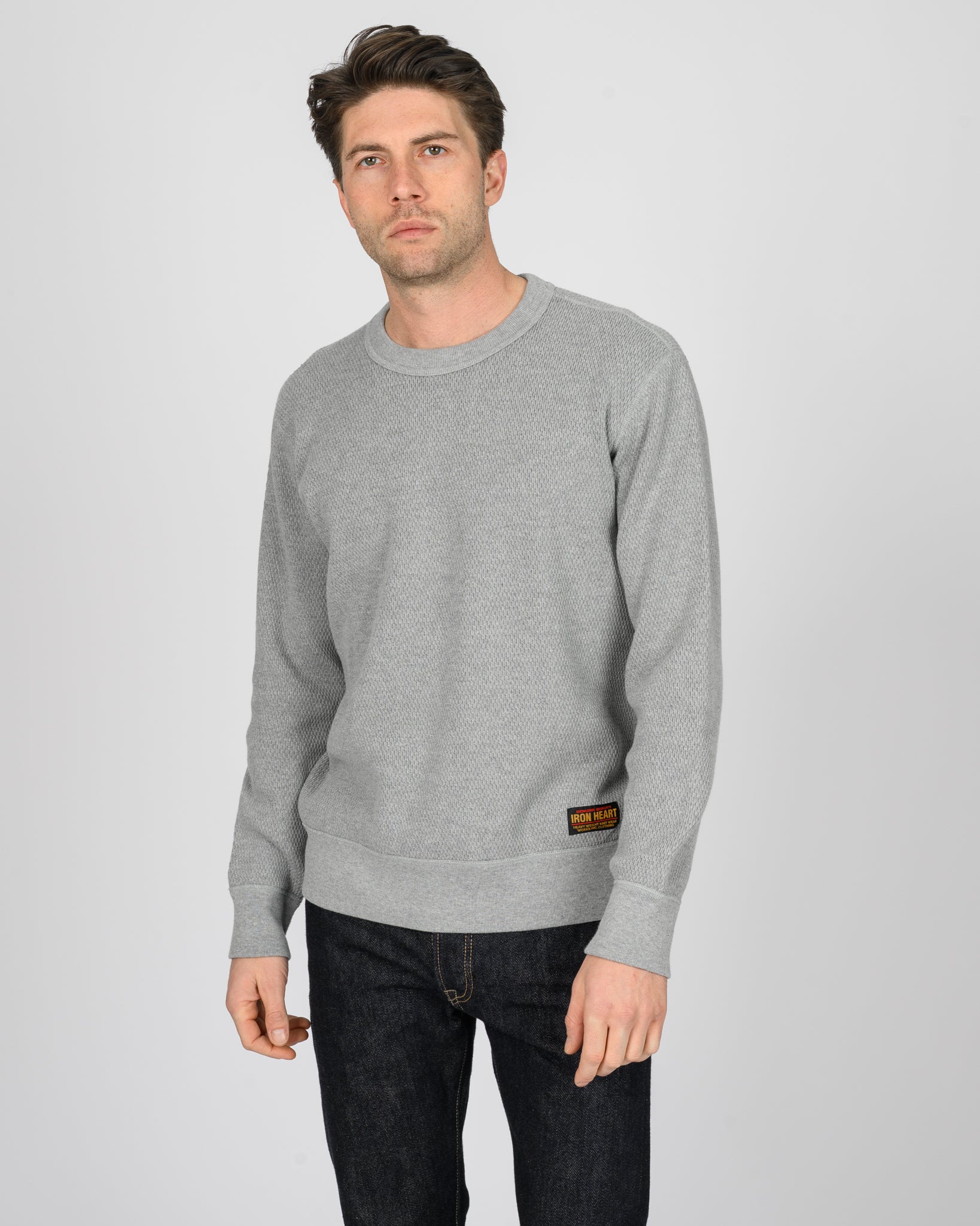 Heavyweight Thermal Crew Neck Sweater - Grey