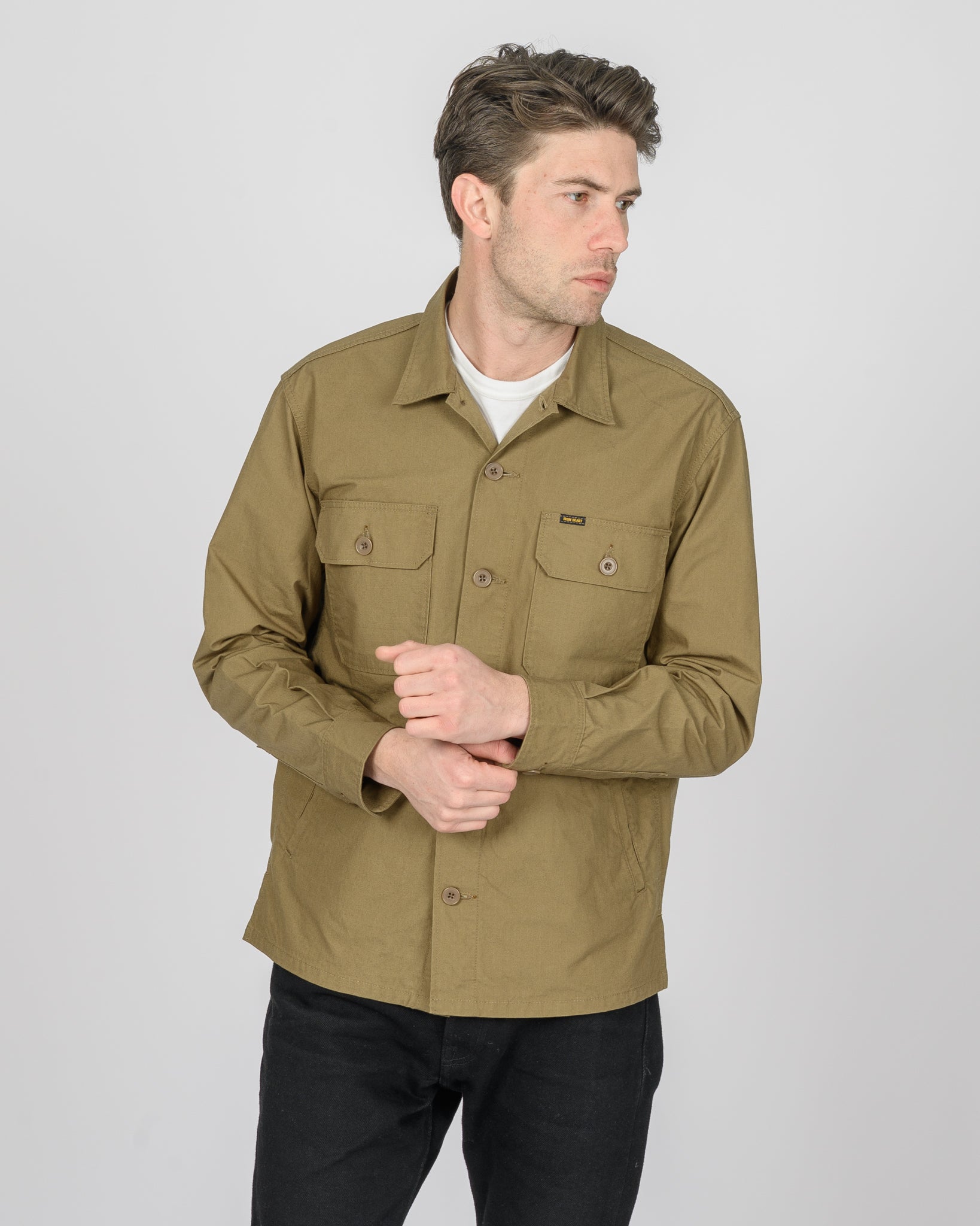 8oz Cotton/Nylon Ripstop Military CPO Shirt - Khaki