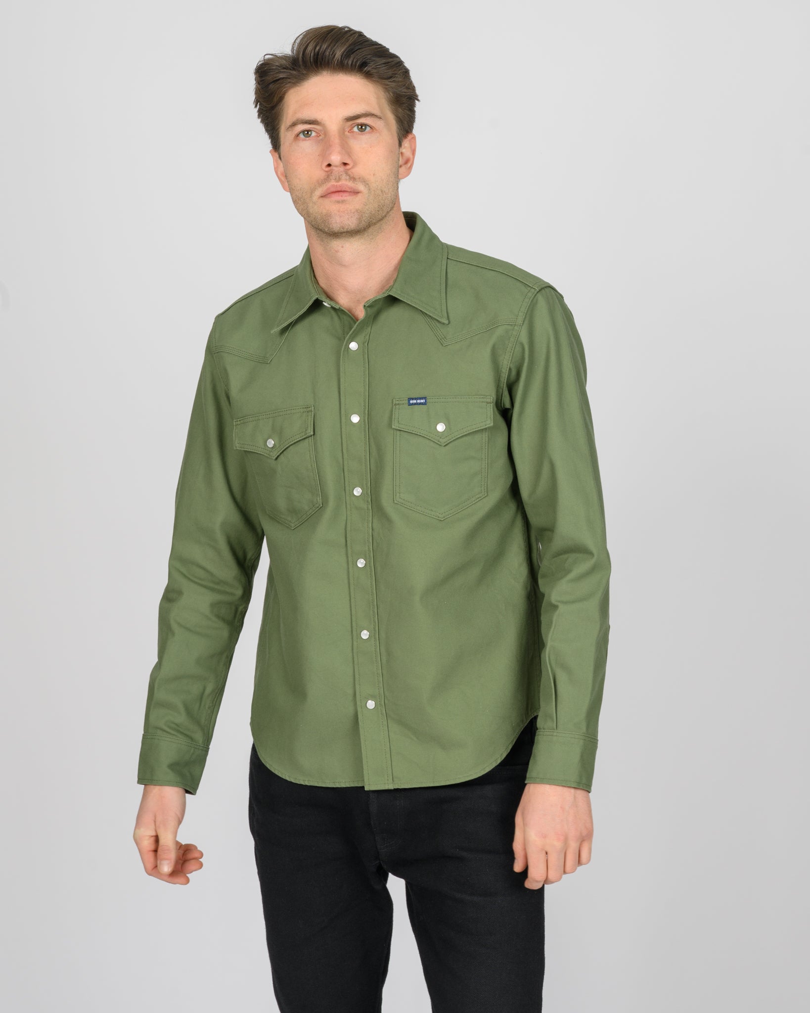11oz Military Serge Western Shirt  - Olive Drab Green