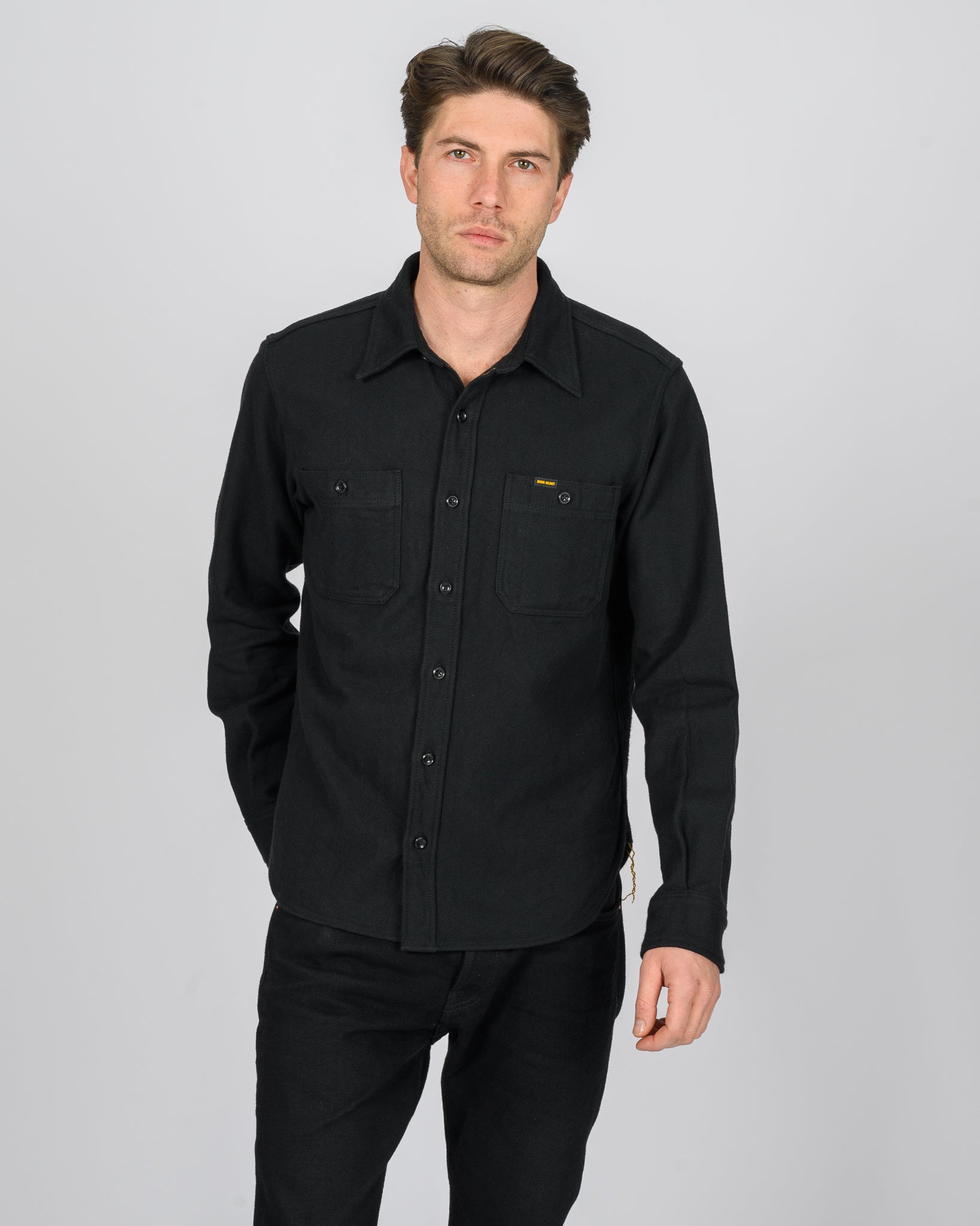 Ultra Heavy Flannel Herringbone Work Shirt - Black