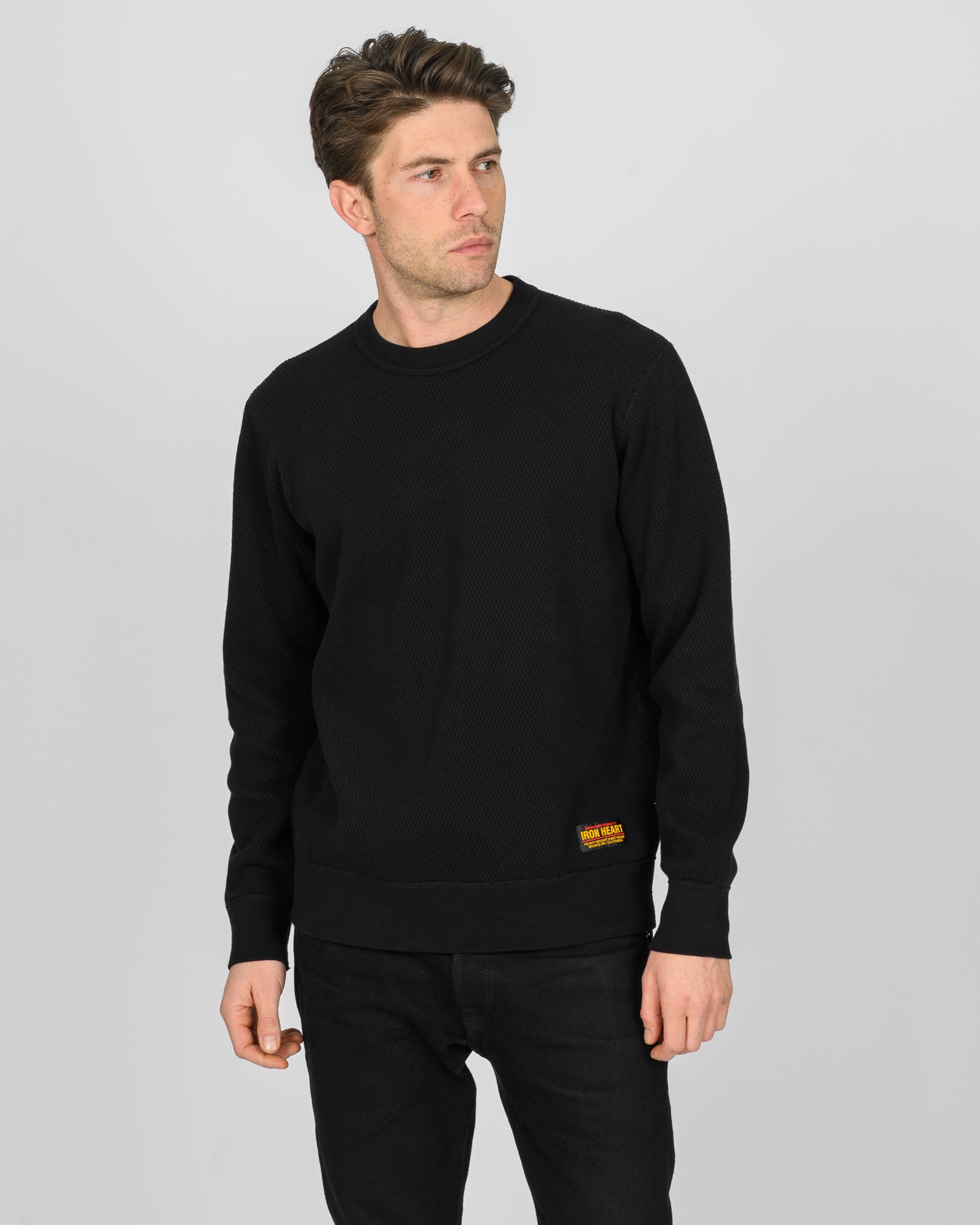 Heavyweight Thermal Crew Neck Sweater - Black