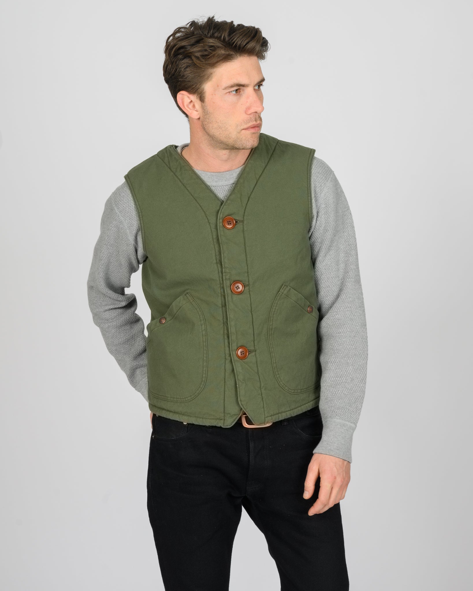 12oz Selvedge Duck Hunting Vest - Olive
