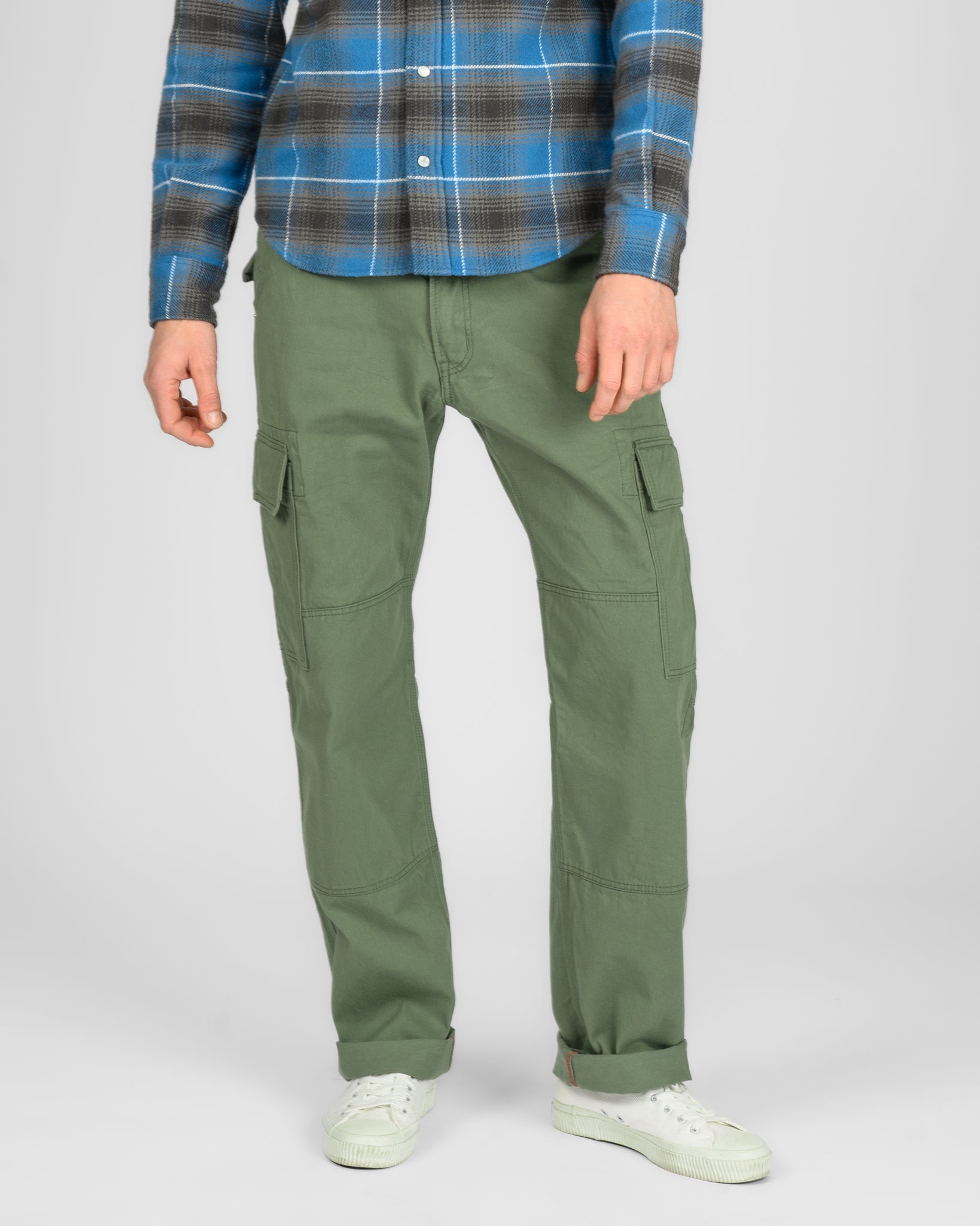 9.5oz Selvedge Chino Cargo Pants - Olive Drab Green