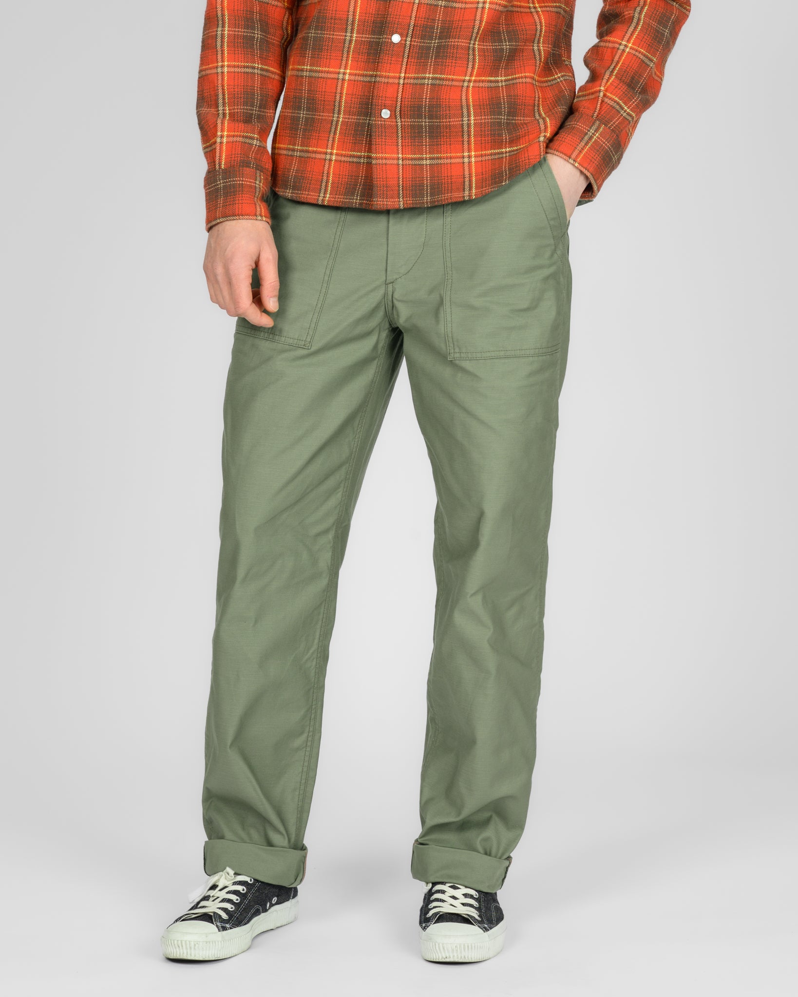9oz Organic Cotton Back Sateen Baker’s Pants - Olive Drab Green