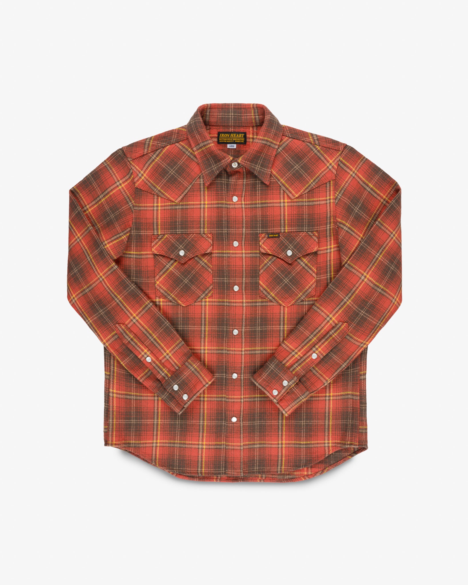 Slubby Heavy Flannel Check Western Shirt - Red