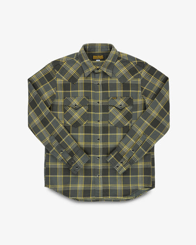 Ultra Heavy Flannel Check Western Shirt - Grey