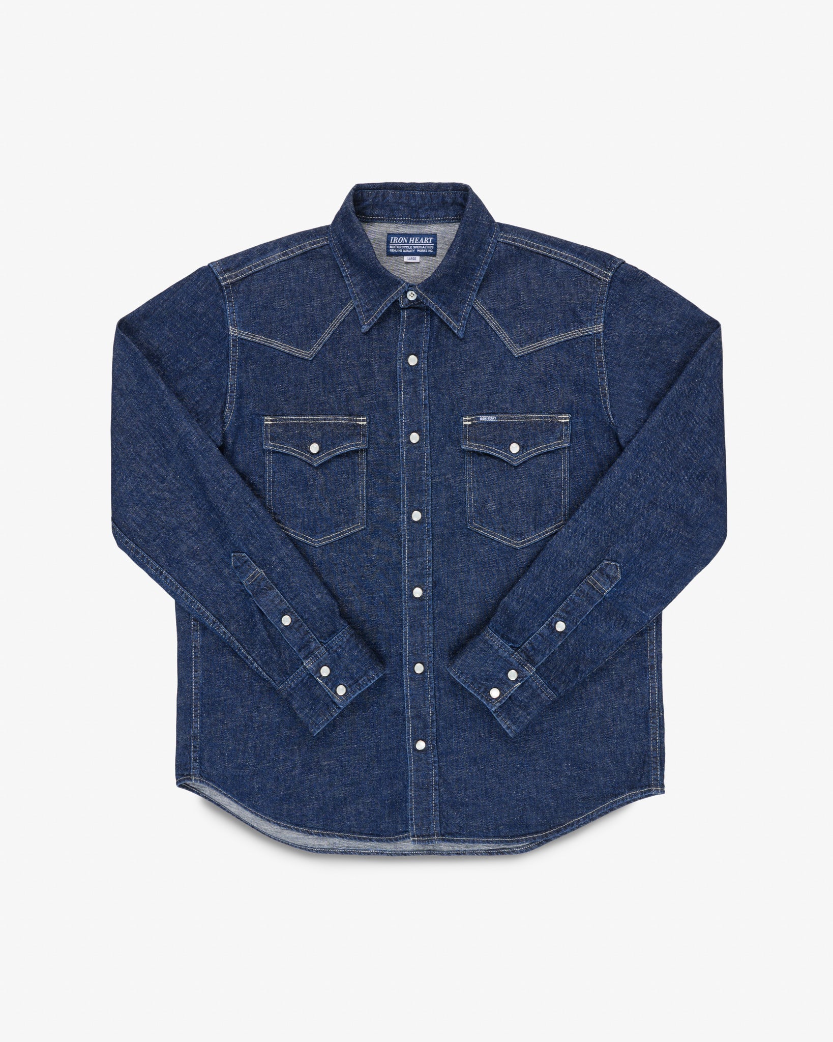 7oz Recycled Cotton Denim Western Shirt - Indigo