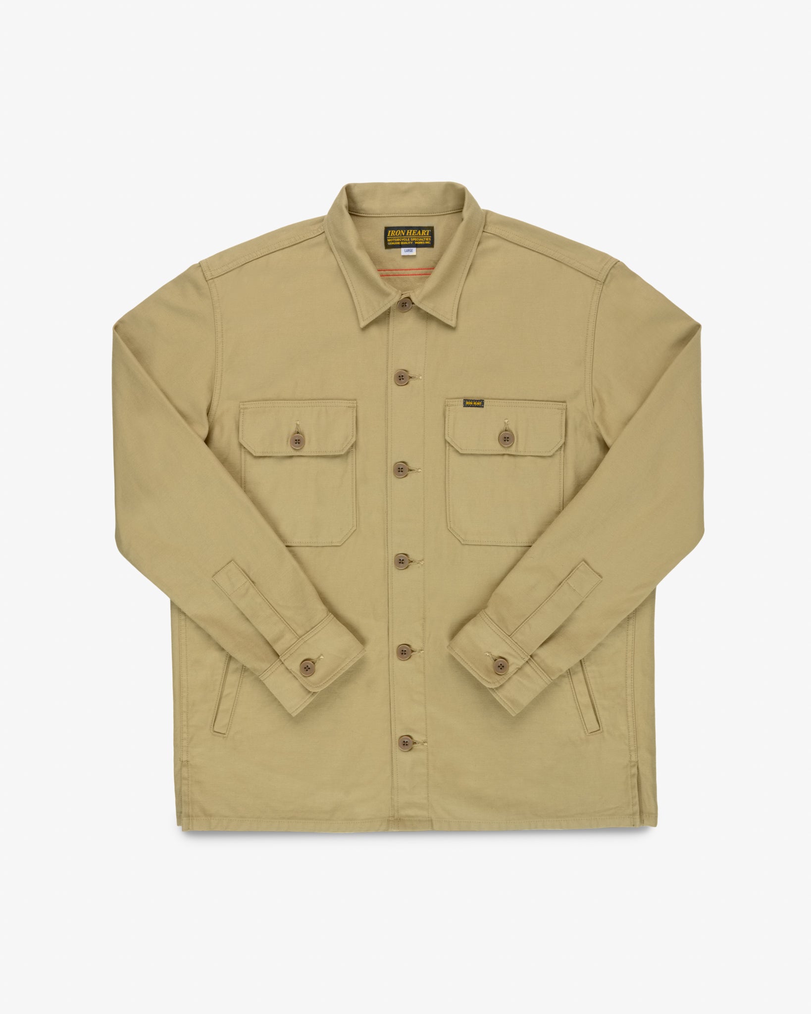 9oz Cotton Sateen Military CPO Shirt - Khaki