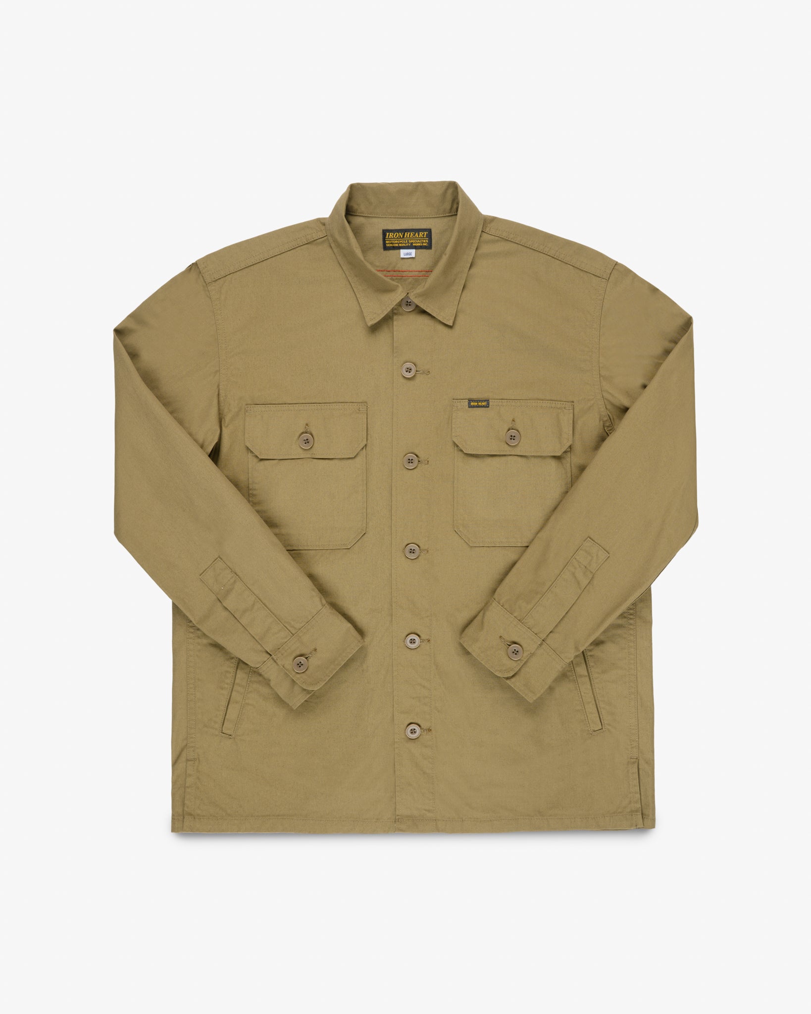 8oz Cotton/Nylon Ripstop Military CPO Shirt - Khaki